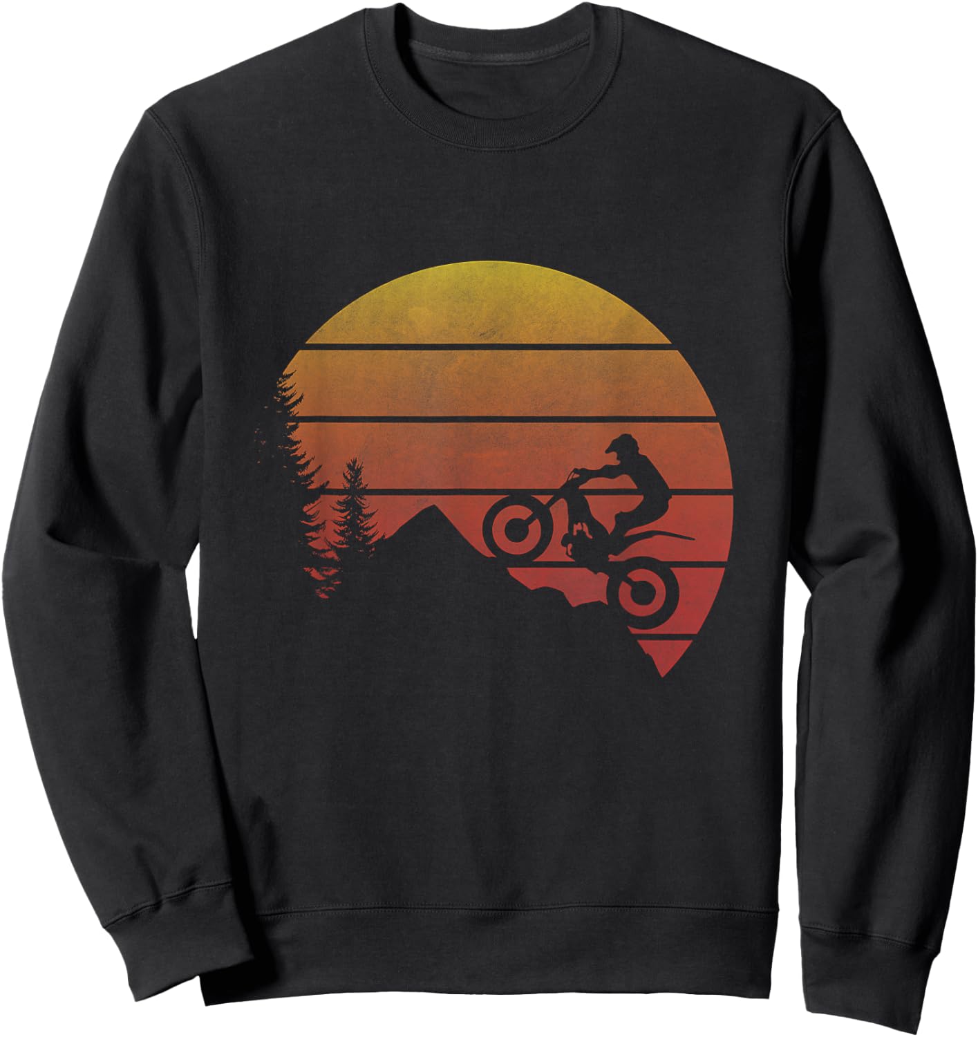 Vintage Trial Design -Adults Kids Black Motorcycle Small Classic Fit Short Sleeve Cotton 65% Polyester 35% Sweatshirt - Sweatshirt | Black