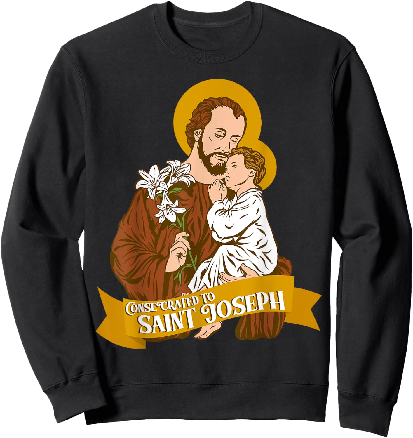 Consecration to St Joseph and Child Jesus Catholic Saint Sweatshirt - Sweatshirt | Black