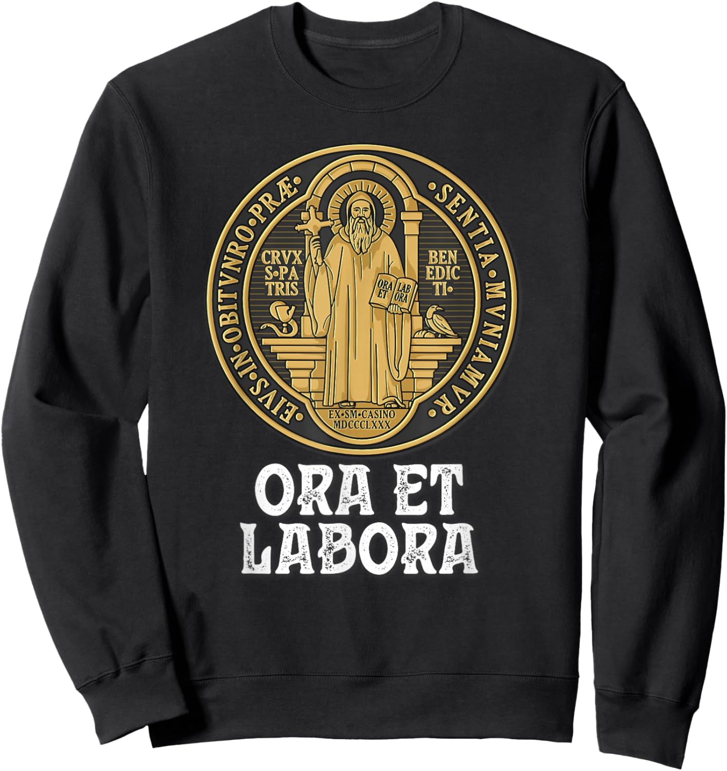 Saint Benedict Medal Traditional Catholic Sweatshirt - Sweatshirt | Black