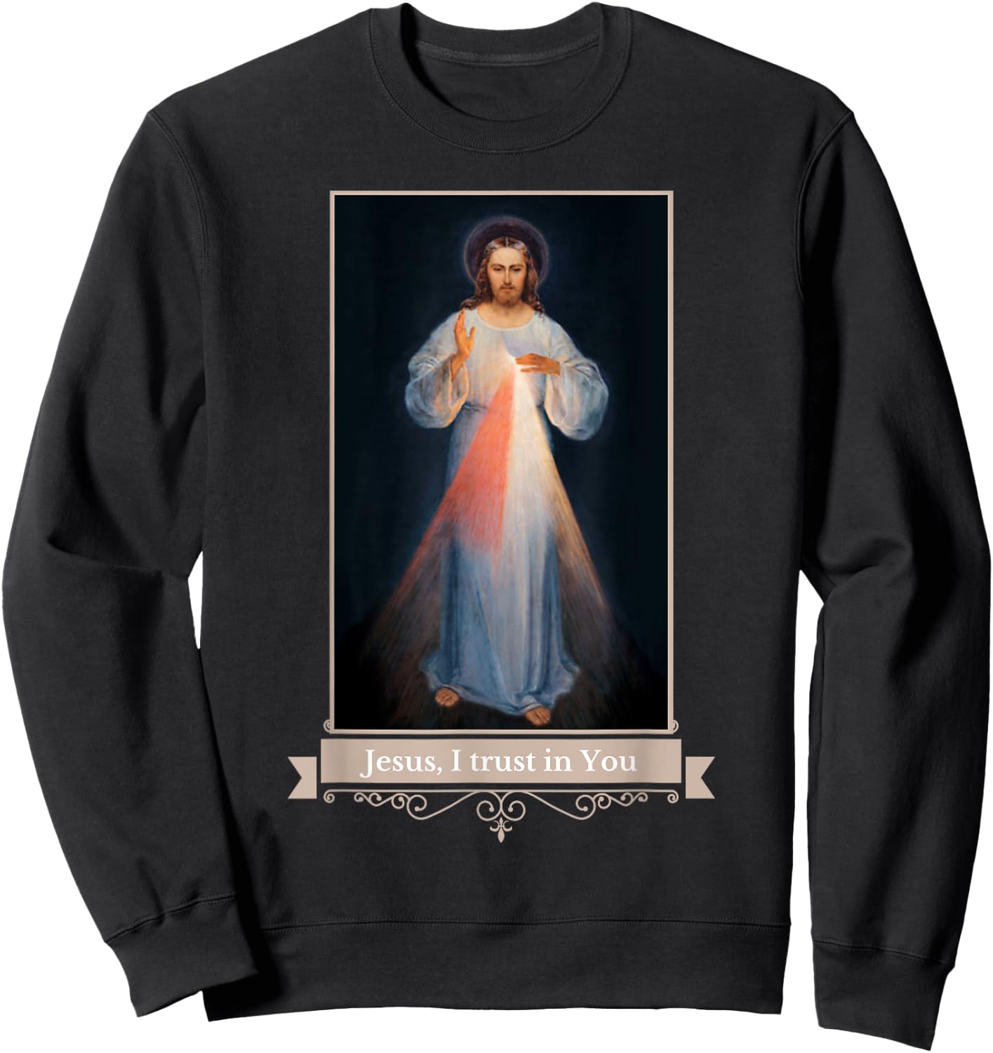 Divine Mercy Jesus I Trust In You Catholic Religious Sweatshirt - Sweatshirt | Black