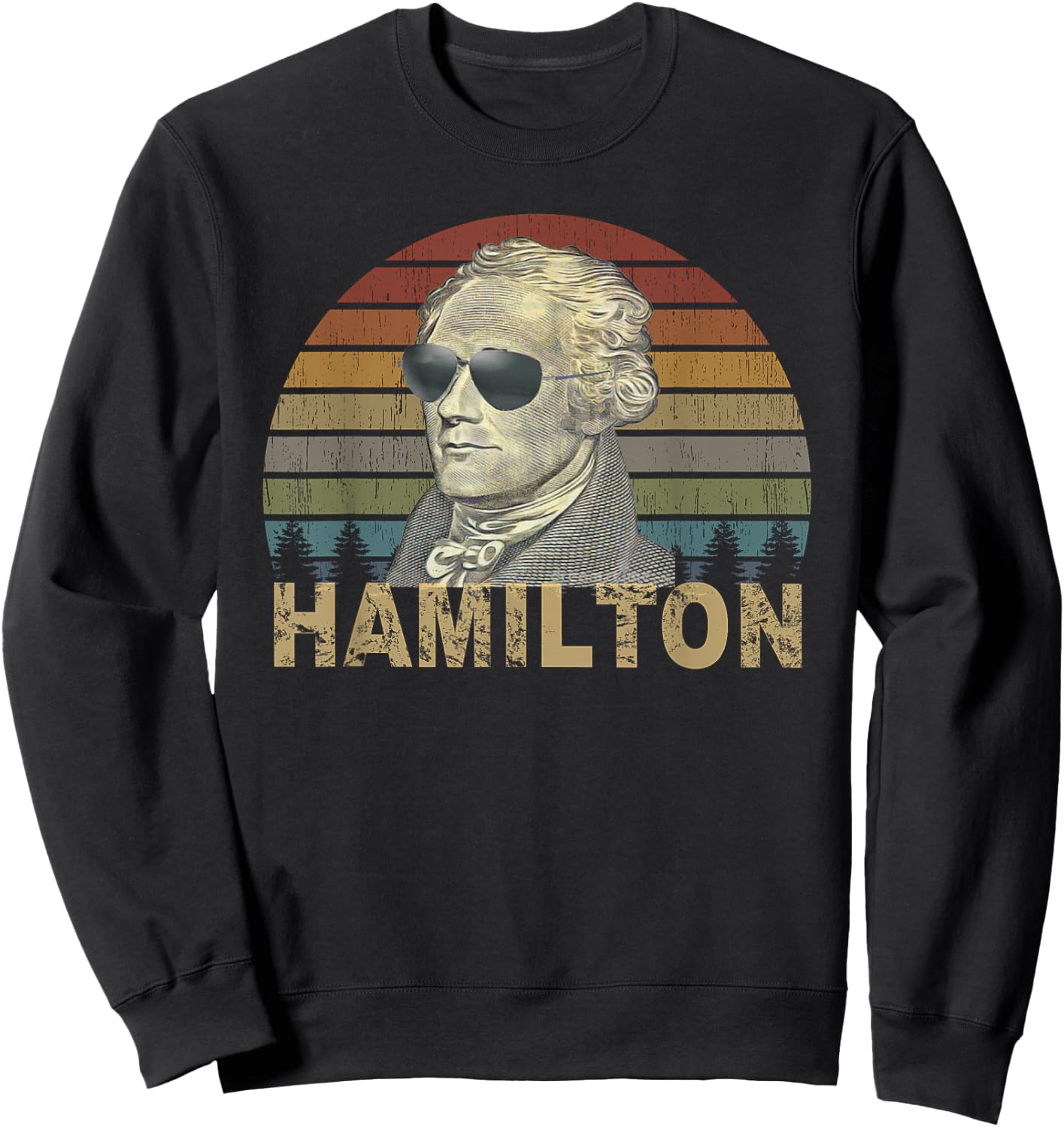 Retro Style Hamilton shirt Wearing Sunglasses Sweatshirt - Sweatshirt | Black