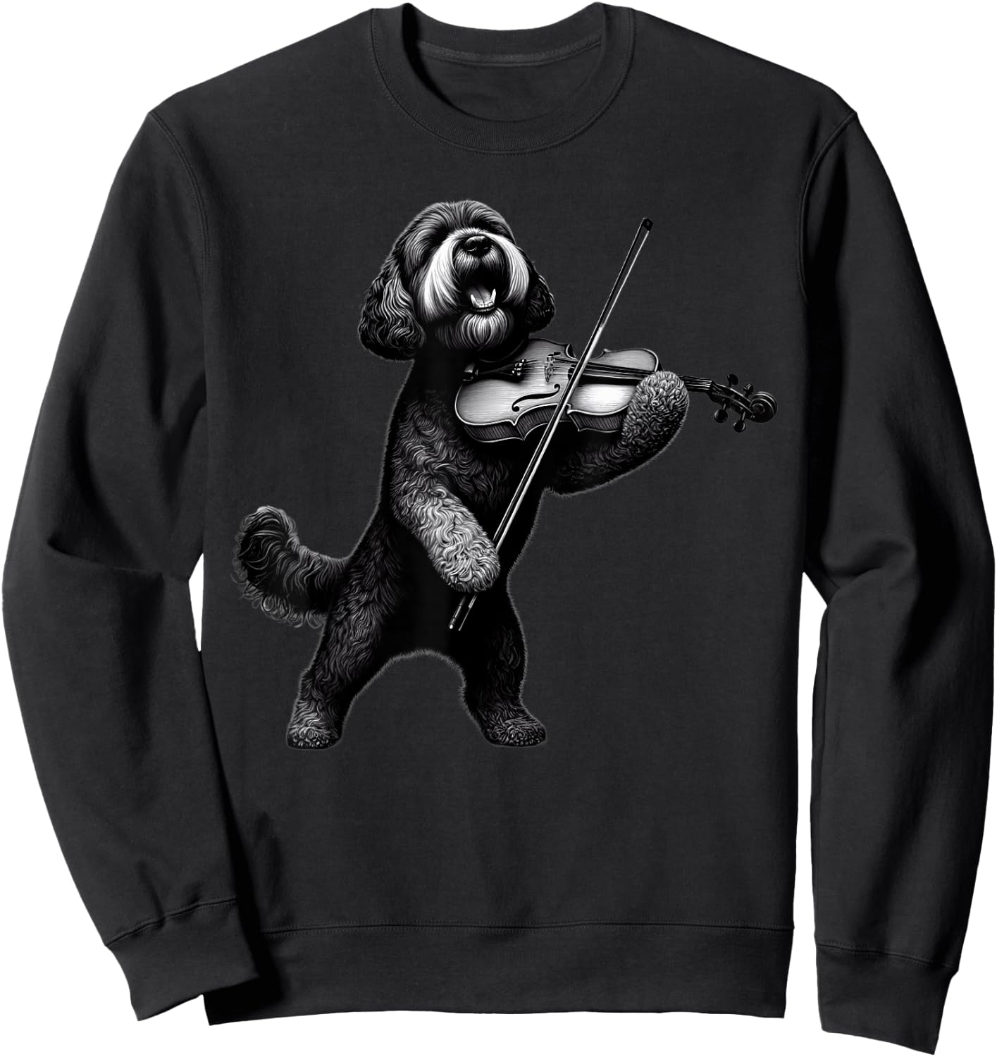 Funny Dog Playing Violin Violinist Orchestra Musician Sweatshirt - Sweatshirt | Black
