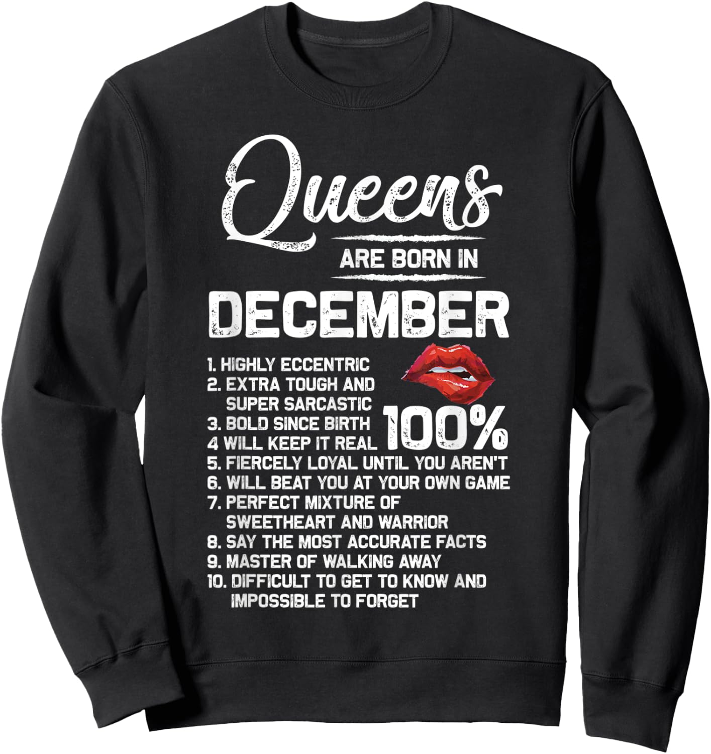 Queens Are Born in December Birthday Gifts Sweatshirt - Sweatshirt | Black