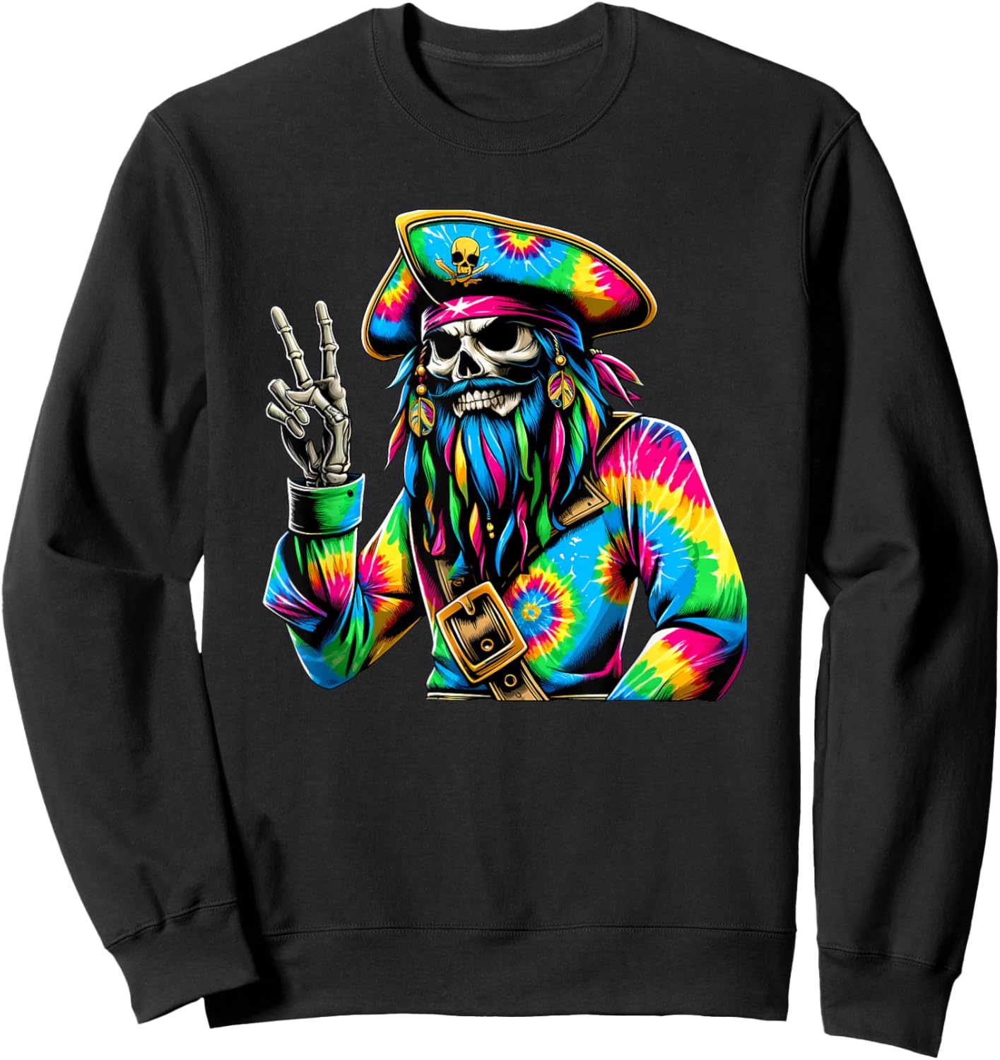 Peace Sign Tie Dye Pirate Sweatshirt - Sweatshirt | Black