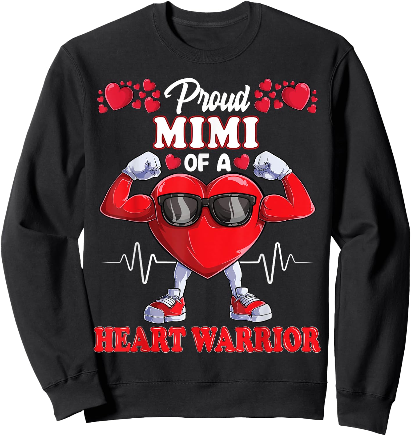 Proud Mimi of a Heart Warrior CHD Awareness Sweatshirt - Sweatshirt | Black
