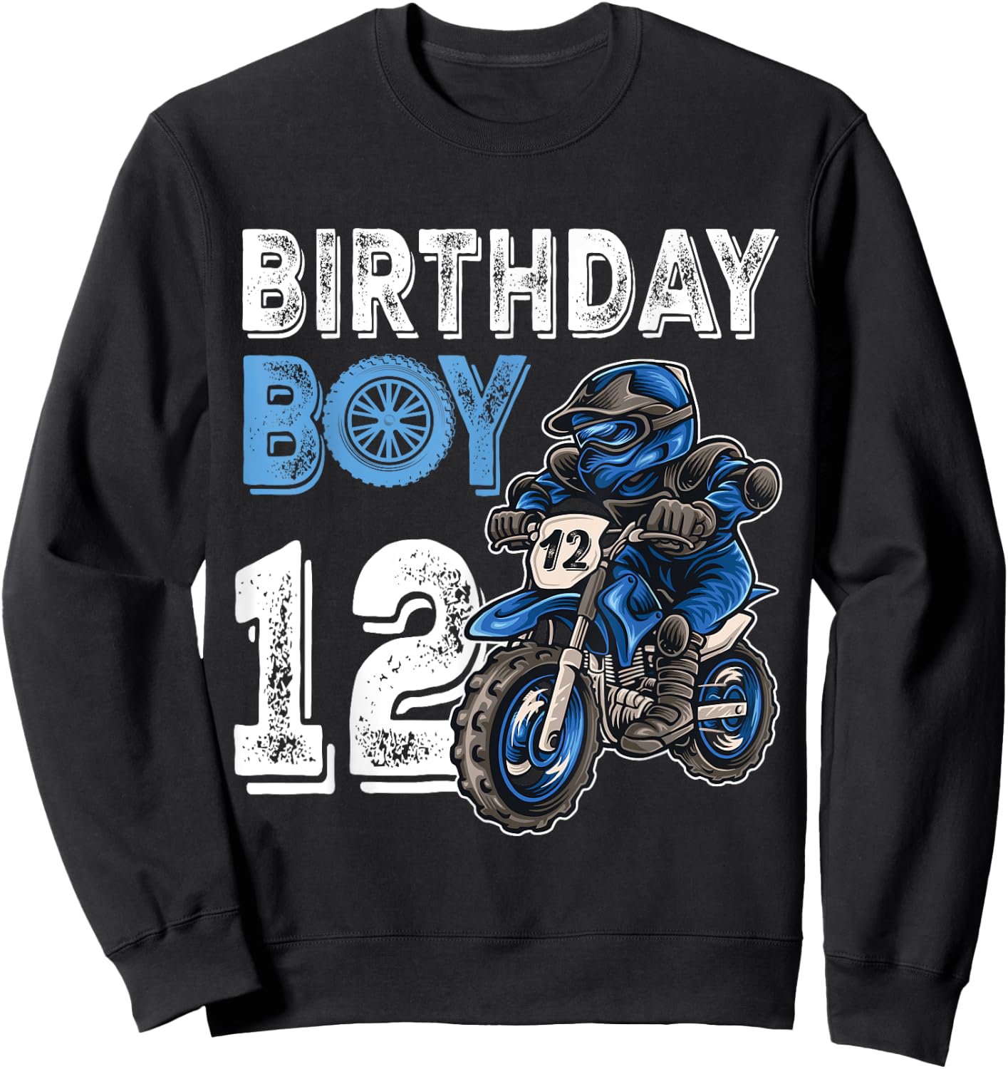 Motocross MX 12th Gift 12 Year Old Dirt Bike Birthday Party Sweatshirt - Sweatshirt | Black