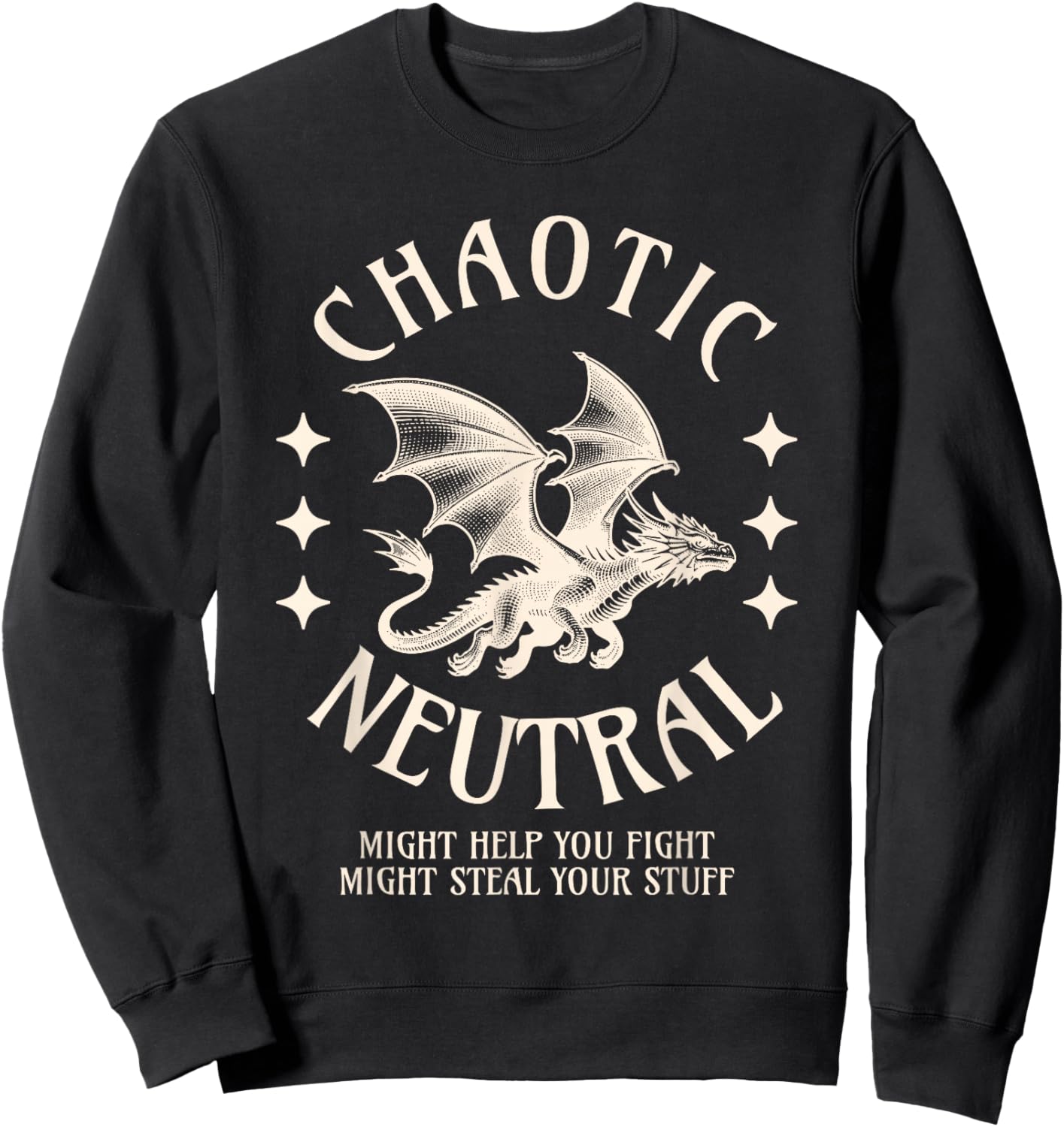 Chaotic Neutral Alignment Funny Roleplaying Character Sweatshirt - Sweatshirt | Black