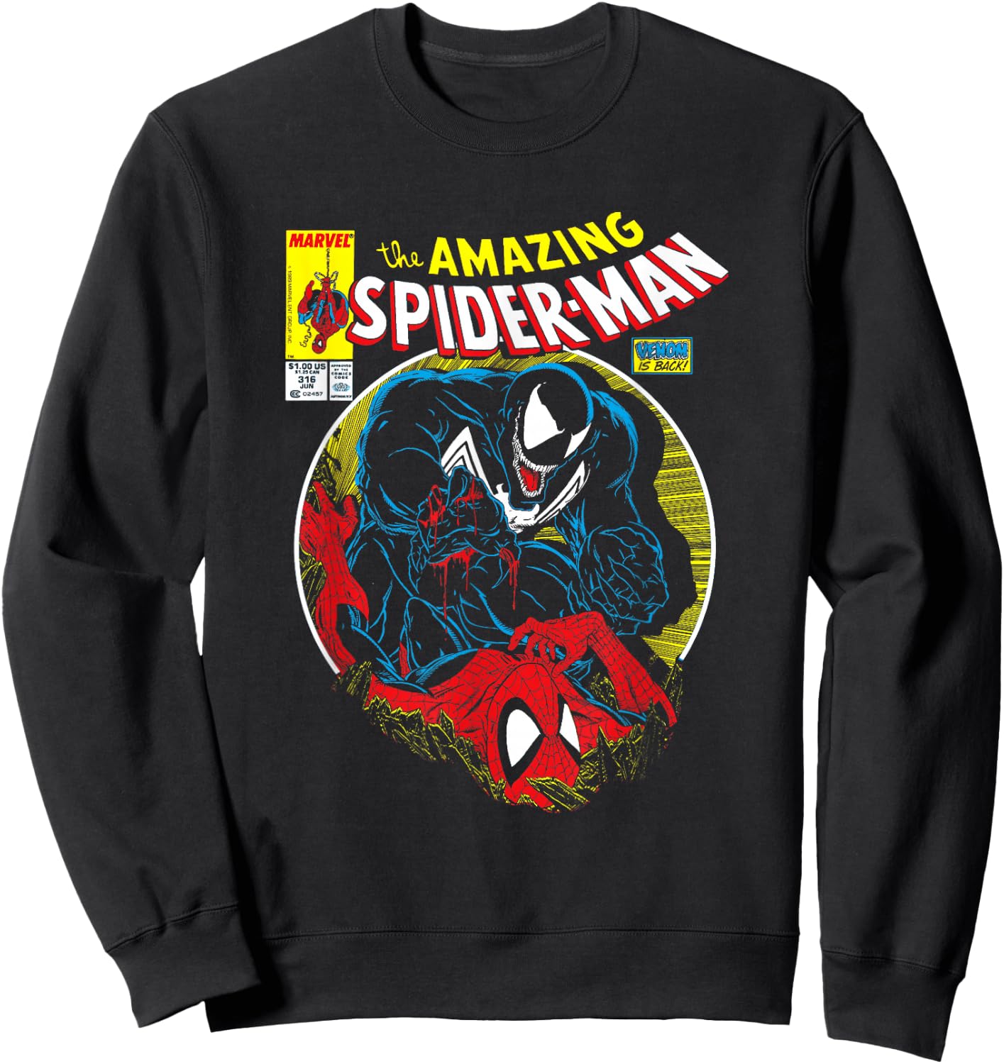 Marvel Spider-Man VS Venom Bloody Battle Comic Cover Sweatshirt - Sweatshirt | Black