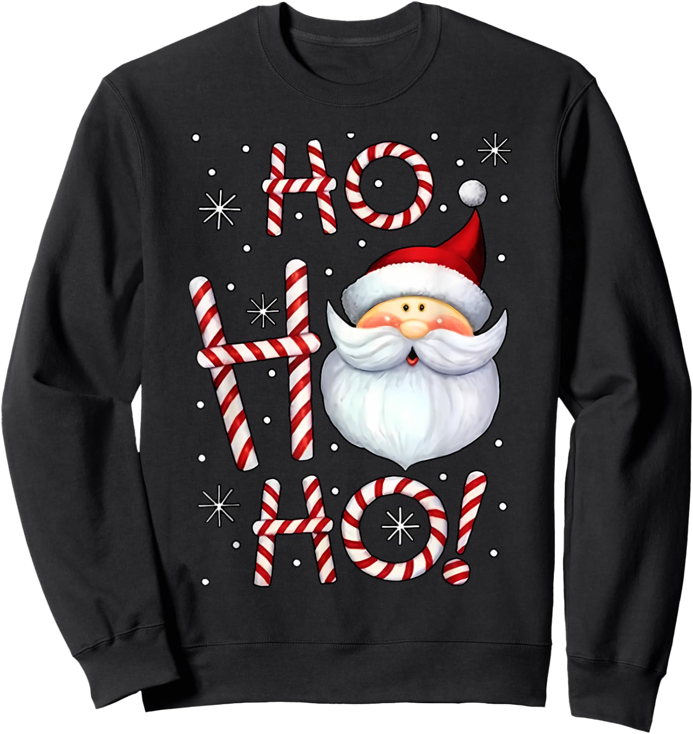 Christmas Santa Claus Candy Cane by Christmas Santa Claus Candy Cane for -Adults & Kids, Black, Small, Short Sleeve Sweatshirt - Sweatshirt | Black