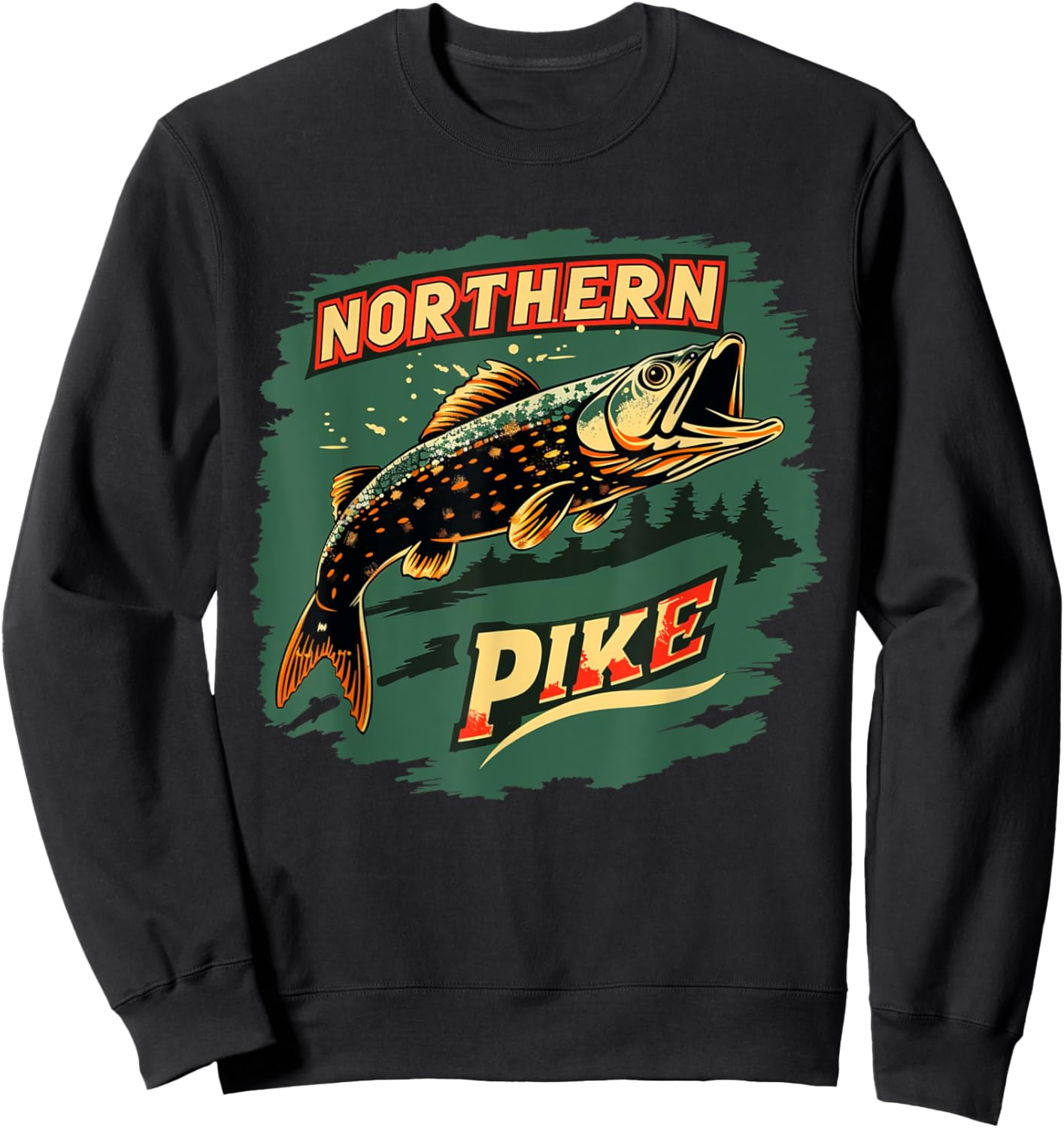 Cool Pike Fish Costume for Fishing Boys and Girls Sweatshirt - Sweatshirt | Black