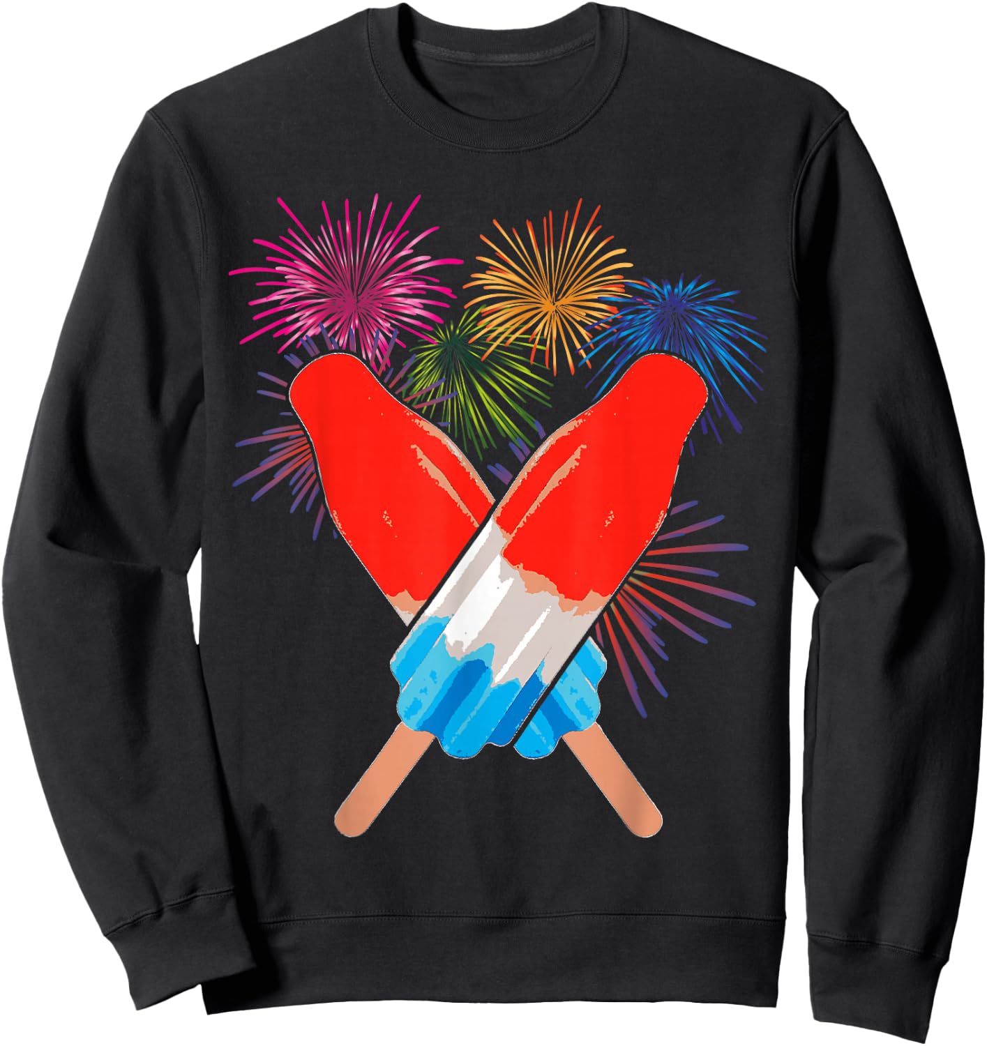 Memorial Day 4th of July Holiday Patriotic Rocket Pop Sweatshirt - Sweatshirt | Black