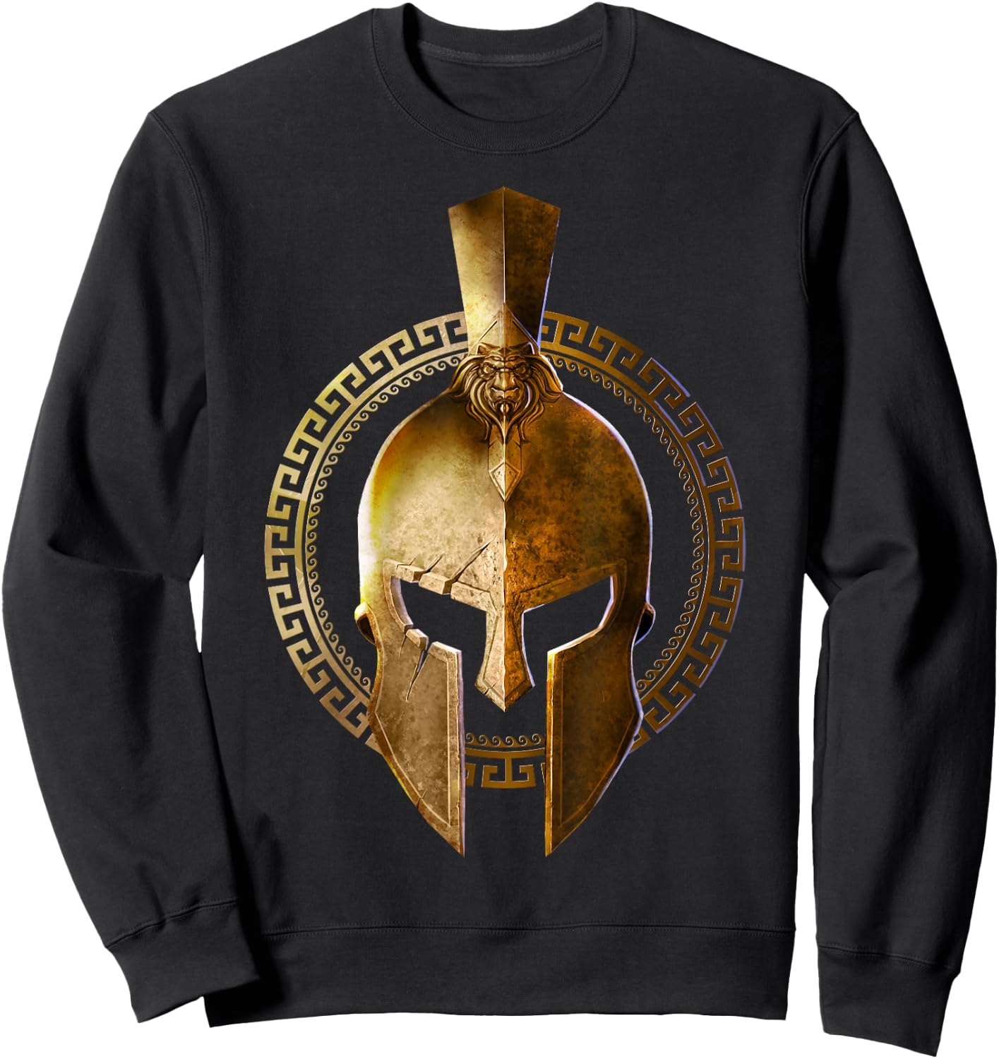 Golden Spartan Helmet Warrior Gladiator Gym - Workout Sweatshirt - Sweatshirt | Black