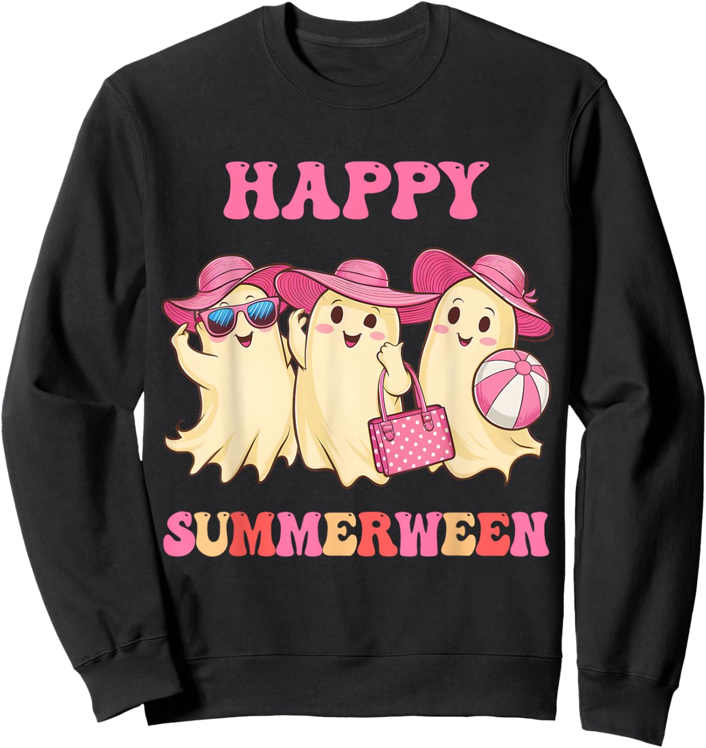Happy Summerween Summer Halloween Costumes Ghost Lovers Sweatshirt - Sweatshirt | Black