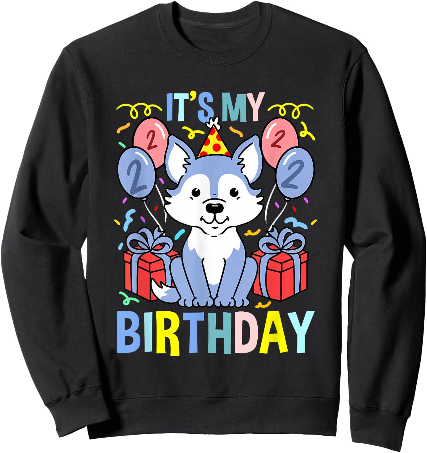 Its My 2nd Birthday Wolf Sweatshirt - Sweatshirt | Black