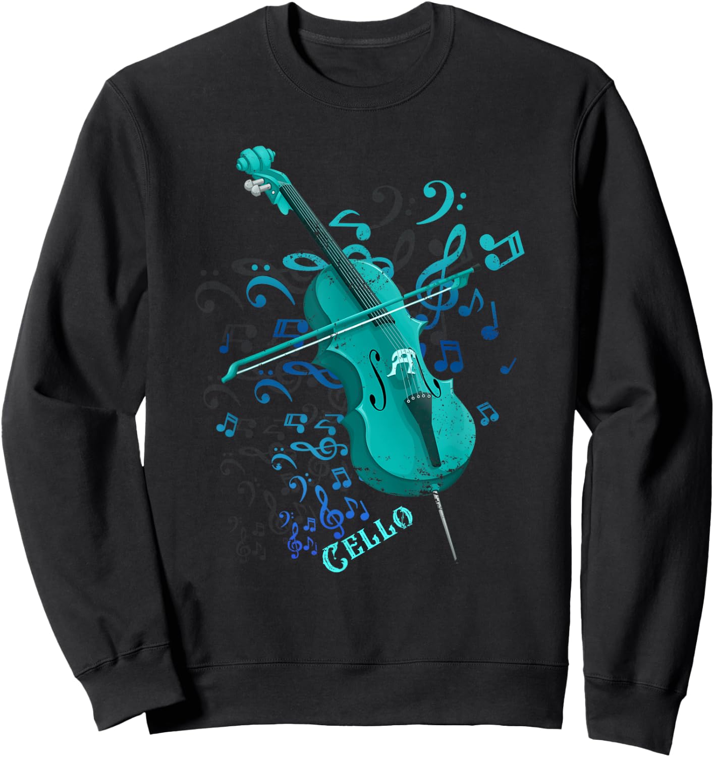 Music Notes Treble Clef Cellist Gift Orchestra Cello Sweatshirt - Sweatshirt | Black