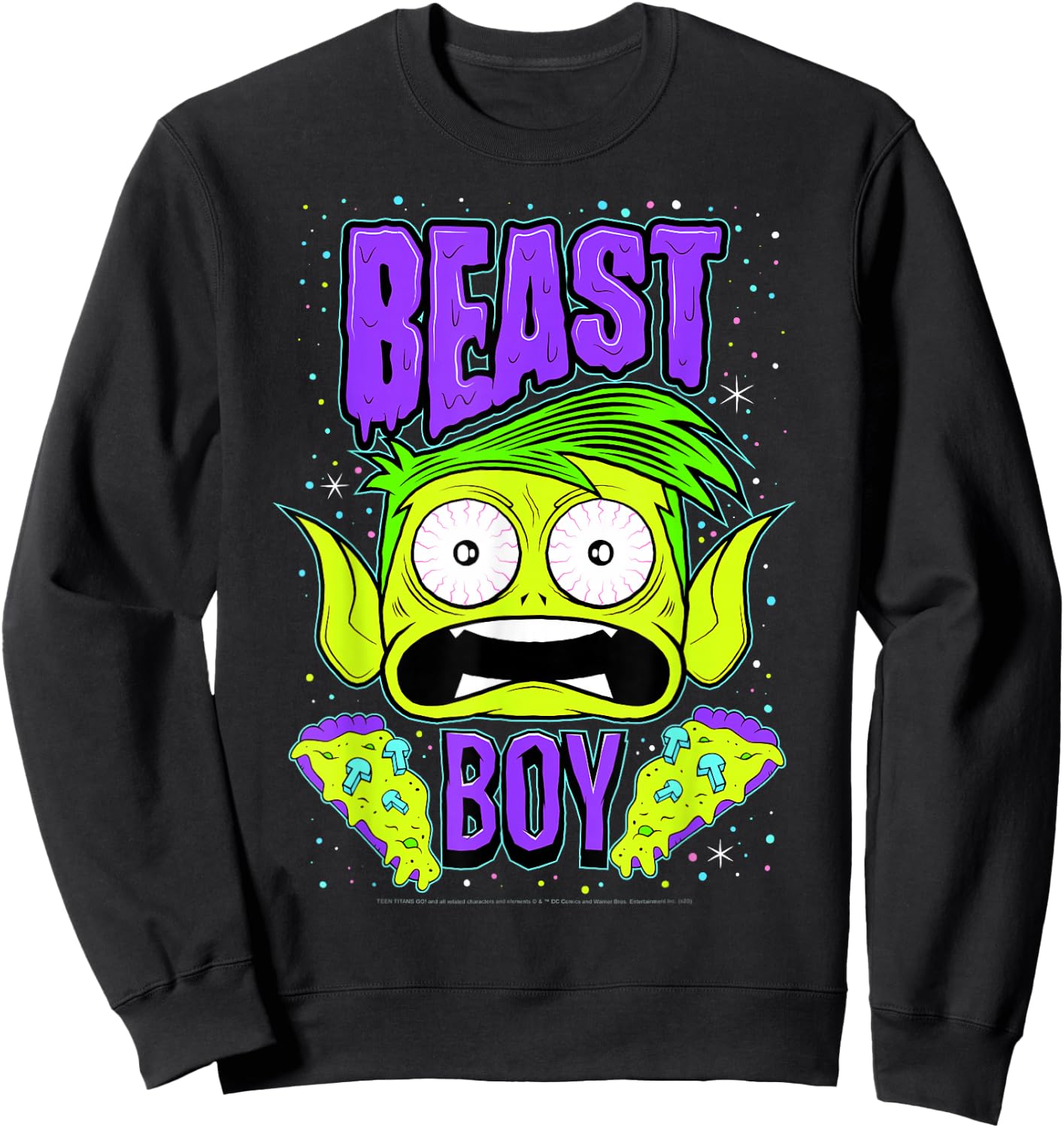 DC Comics Teen Titans Go! Beast Boy Pizza Portrait Sweatshirt - Sweatshirt | Black