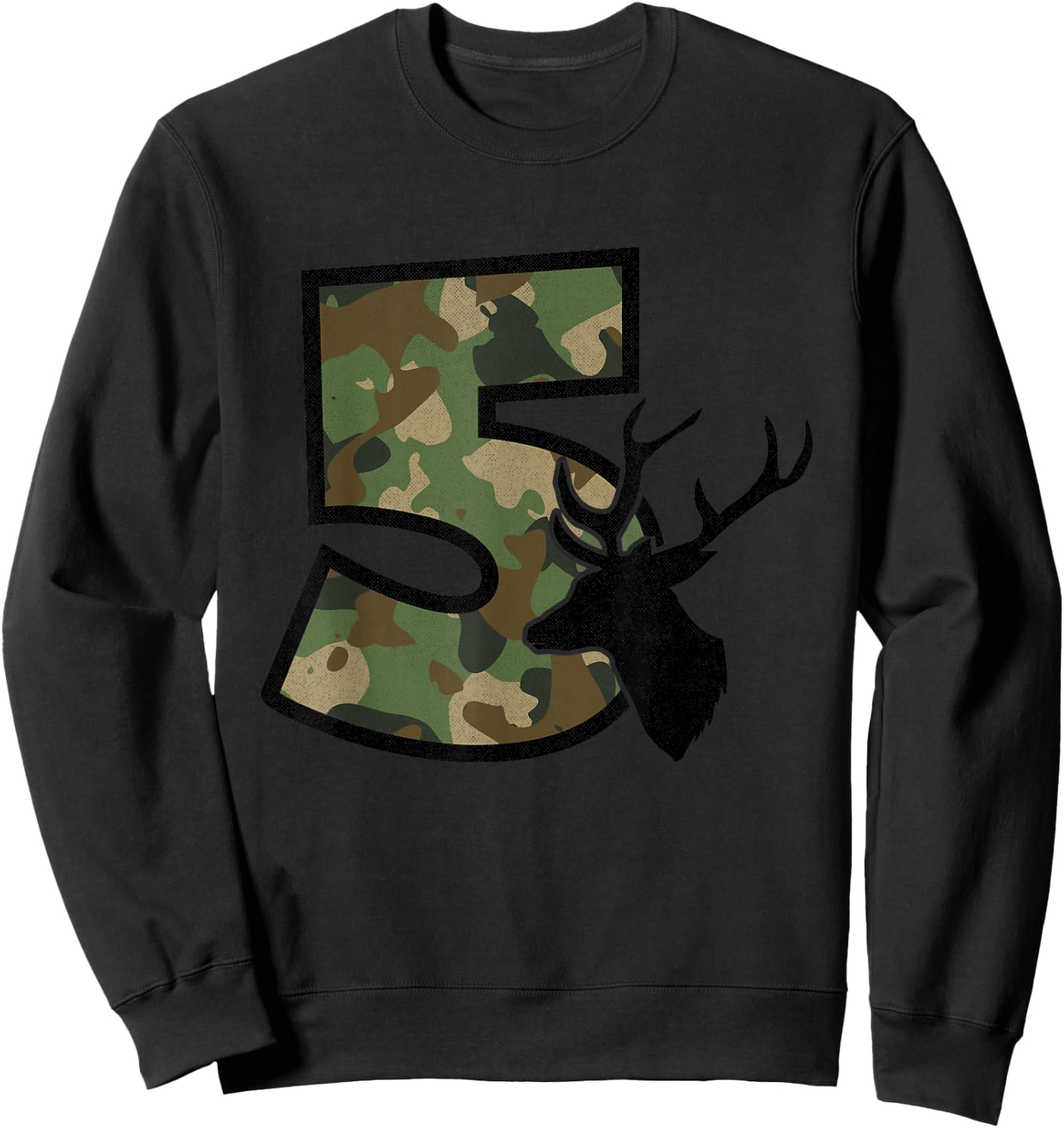 Country Boys Camo 5 Five Year Old Birthday Deer Hunter Theme Sweatshirt - Sweatshirt | Black