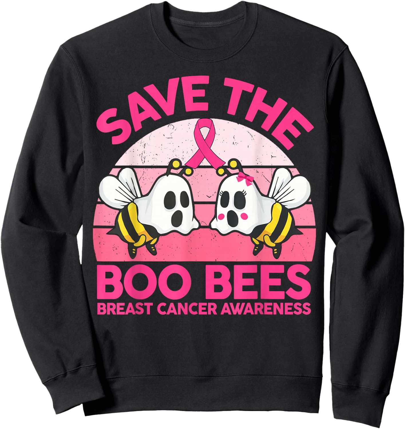 Save The Boobees Boo Bees Breast Cancer Halloween Women Sweatshirt - Sweatshirt | Black