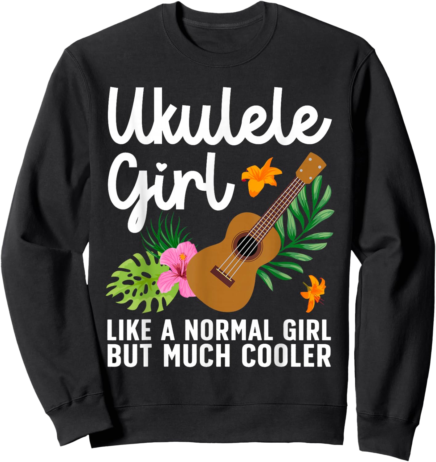 Funny Ukulele Design Girls Kids Guitar Uke Lovers Sweatshirt - Sweatshirt | Black