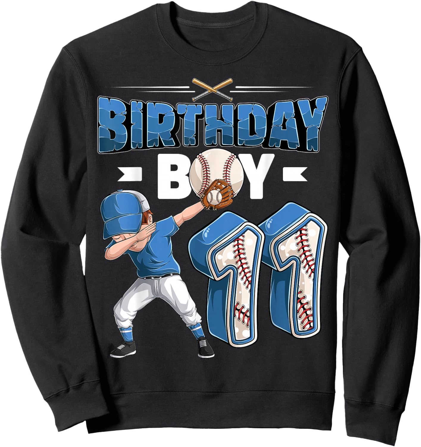 Dabbing Boy 11 Year Old Baseball Player 11th Birthday Party Sweatshirt - Sweatshirt | Black