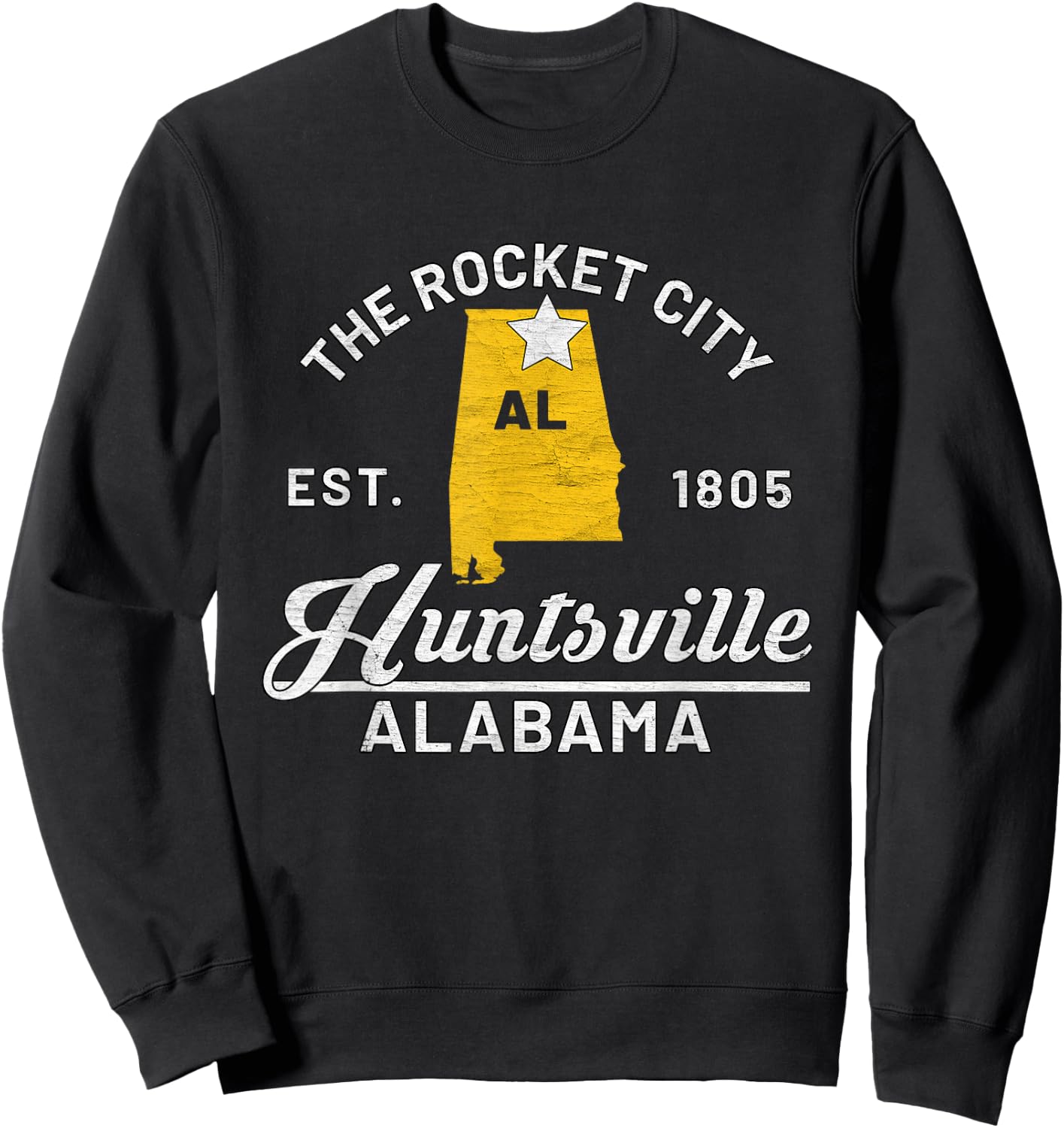 Huntsville Alabama Al Vintage The Rocket City Souvenir Gift Sweatshirt - Sweatshirt | Black