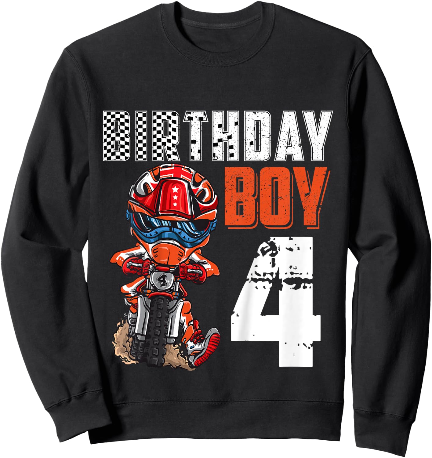 Motocross MX 4th Gift 4 Year Old Dirt Bike Birthday Party Sweatshirt - Sweatshirt | Black