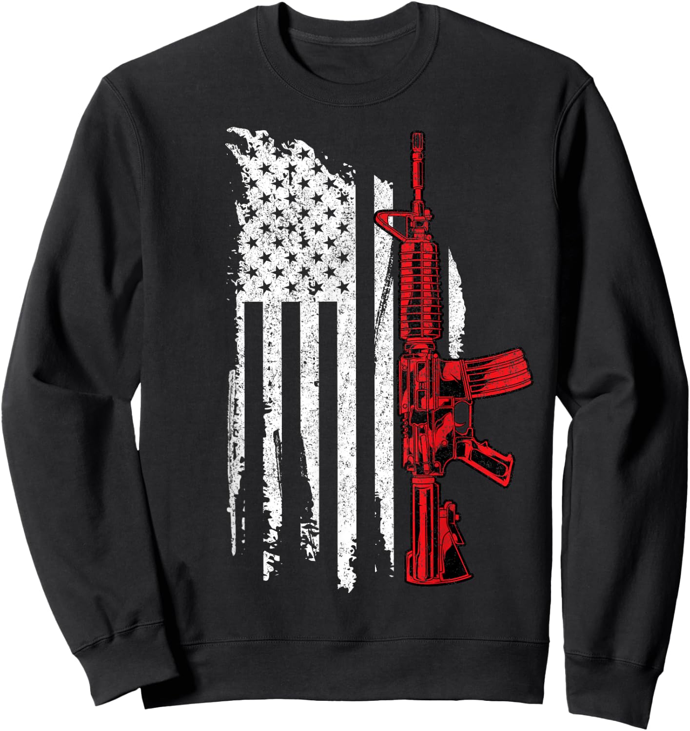 AR-15 Assault Rifle USA Flag Gun T Thin Red Line Men Sweatshirt - Sweatshirt | Black