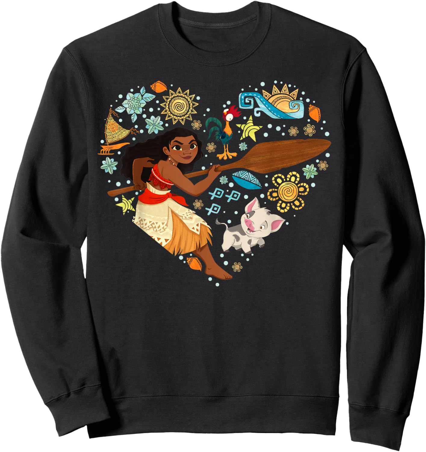 Disney Princess Moana HEI HEI Pua Collage Heart Small Sweatshirt - Sweatshirt | Black