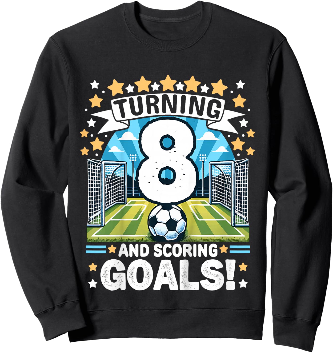 Turning 8 Soccer Birthday 8 Years Football 8th Soccer Player Sweatshirt - Sweatshirt | Black