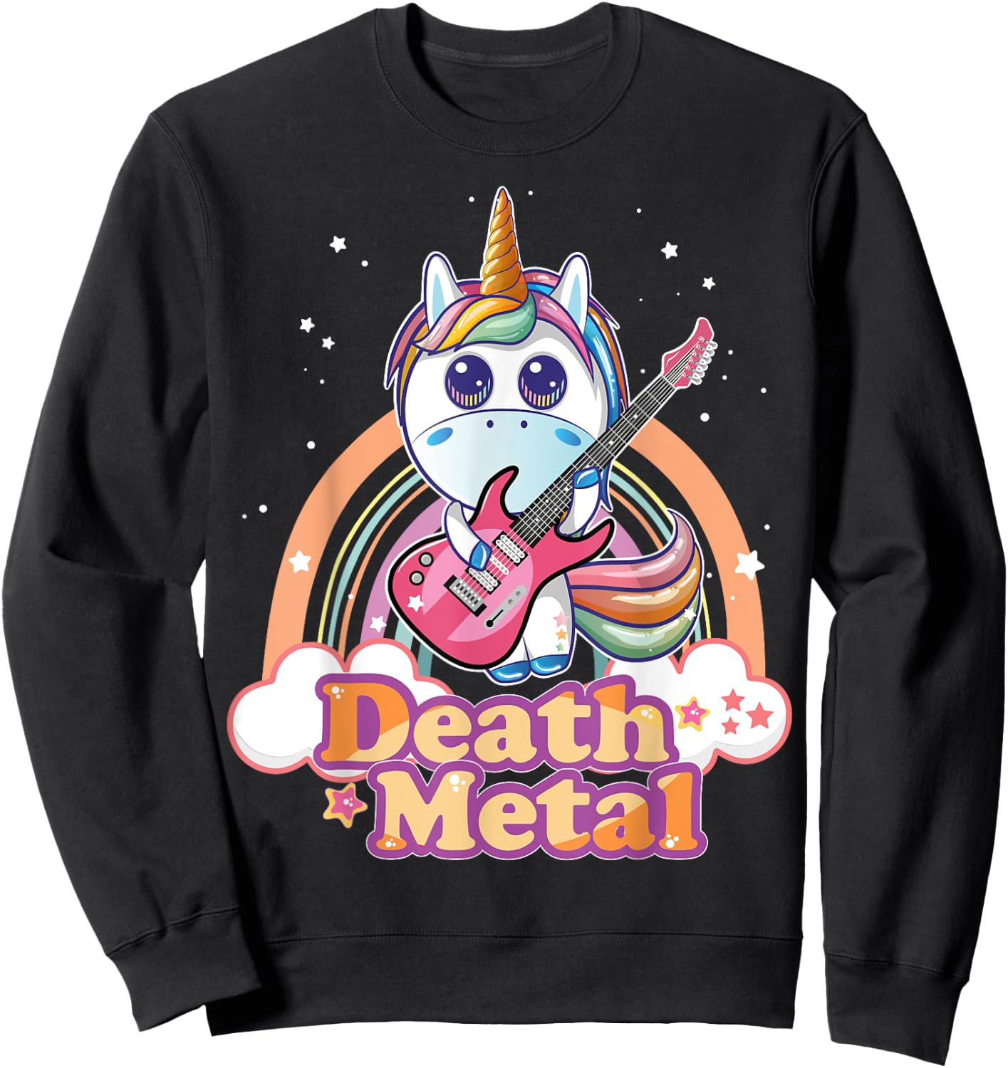 Cute Death Metal Unicorn Hard Rock Heavy Metal Music Sweatshirt - Sweatshirt | Black