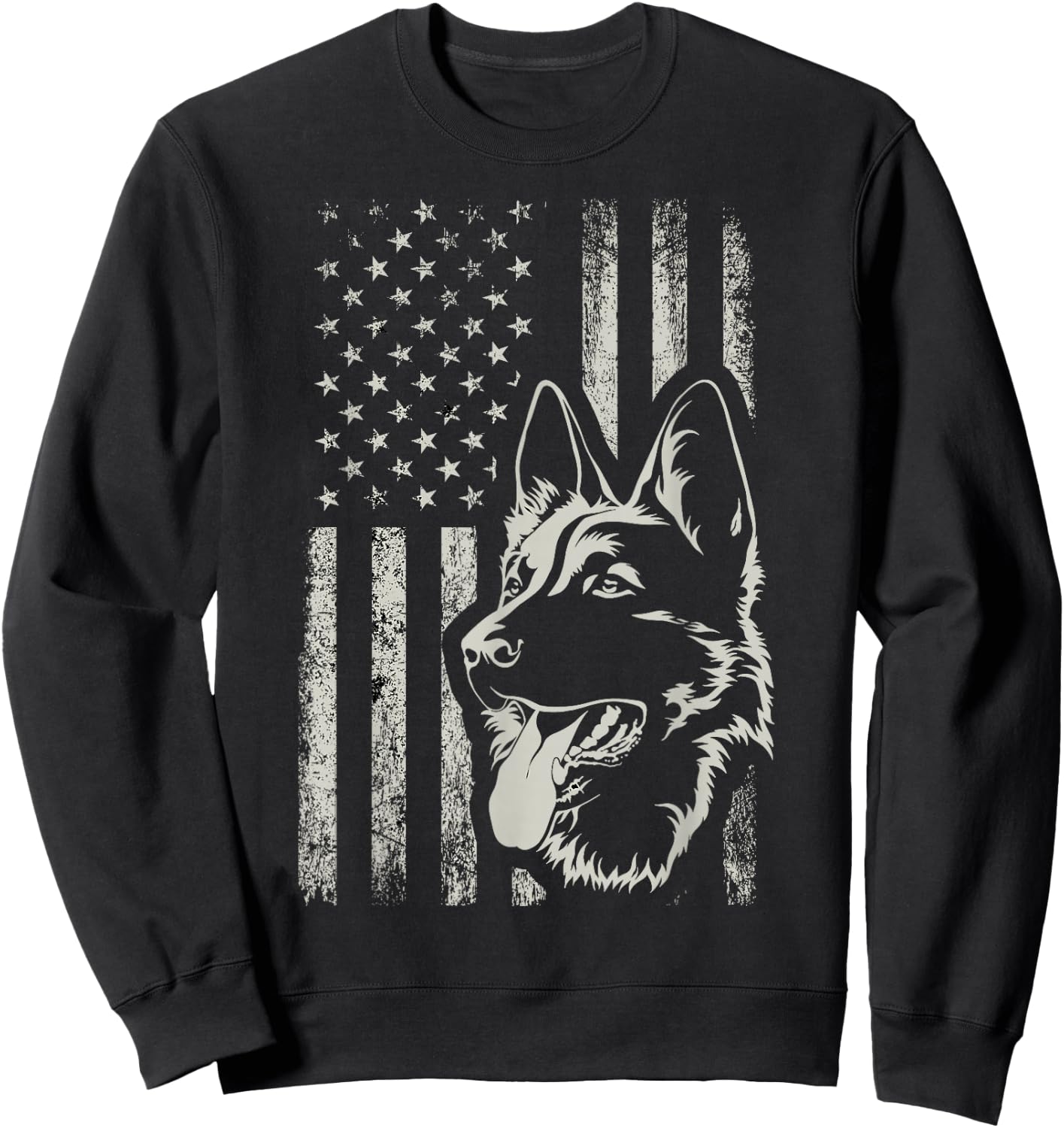 Patriotic German Shepherd American Flag 4th of July Shepherd Sweatshirt - Sweatshirt | Black