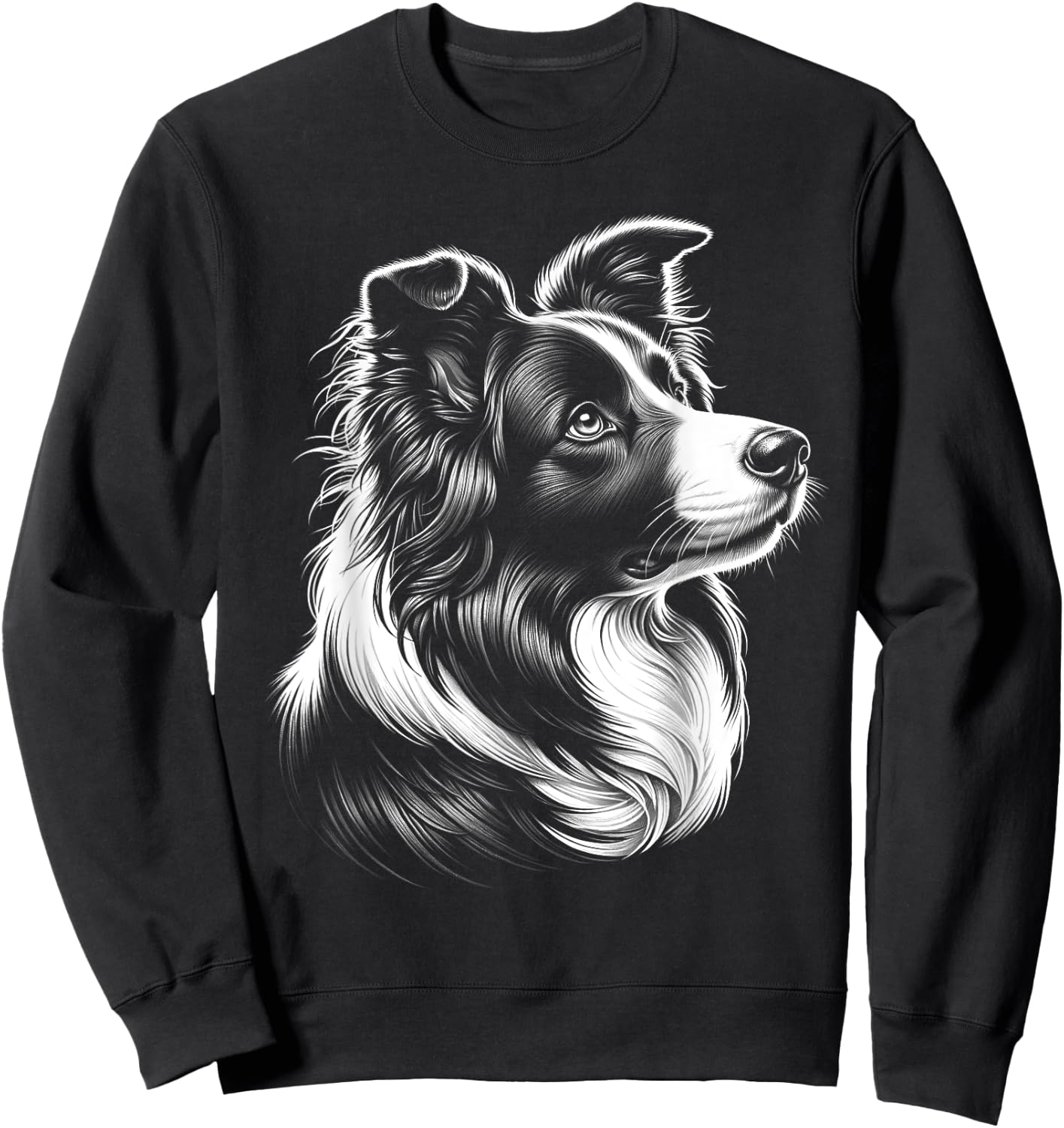Cute Border Collie Head as a Chic Portrait from the Side Sweatshirt - Sweatshirt | Black