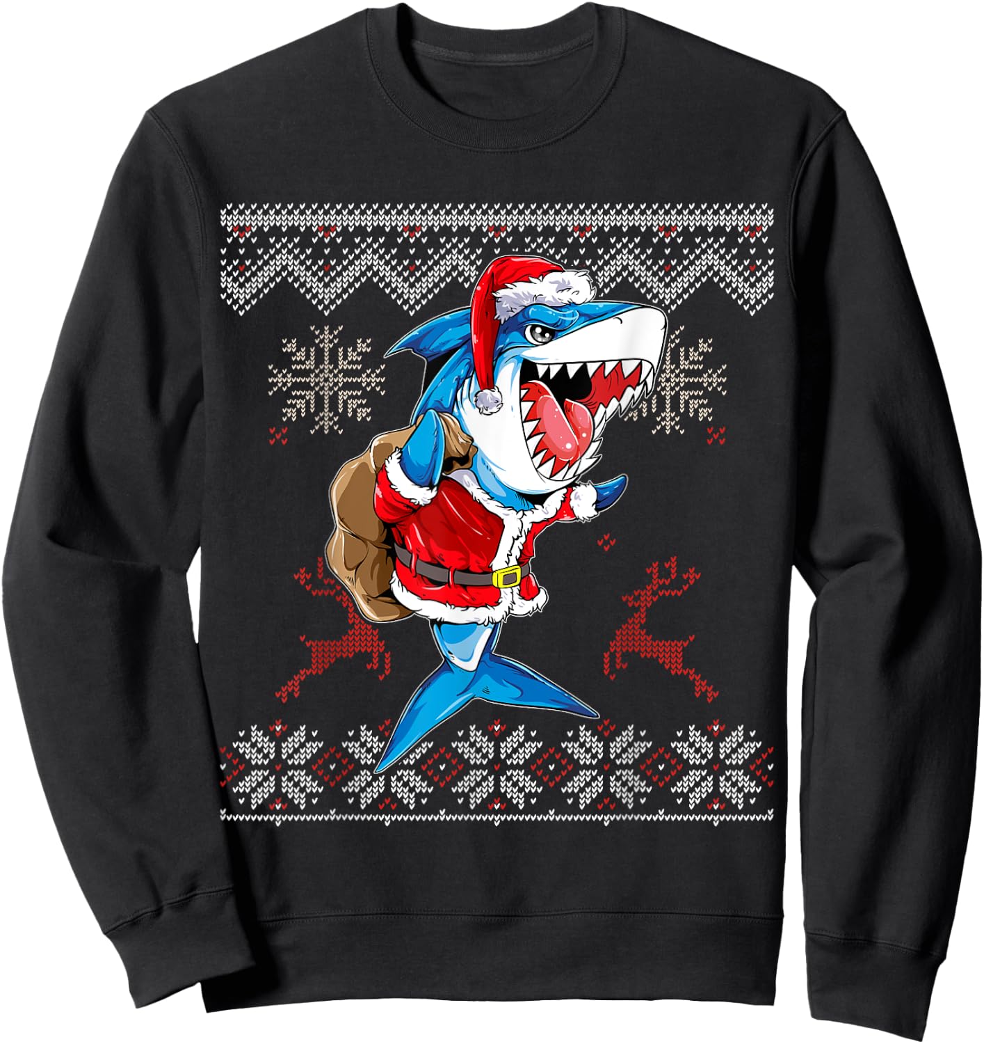Christmas Shark Jawlly Santa Merry Xmas Sharkmas Baking Sweatshirt - Sweatshirt | Black