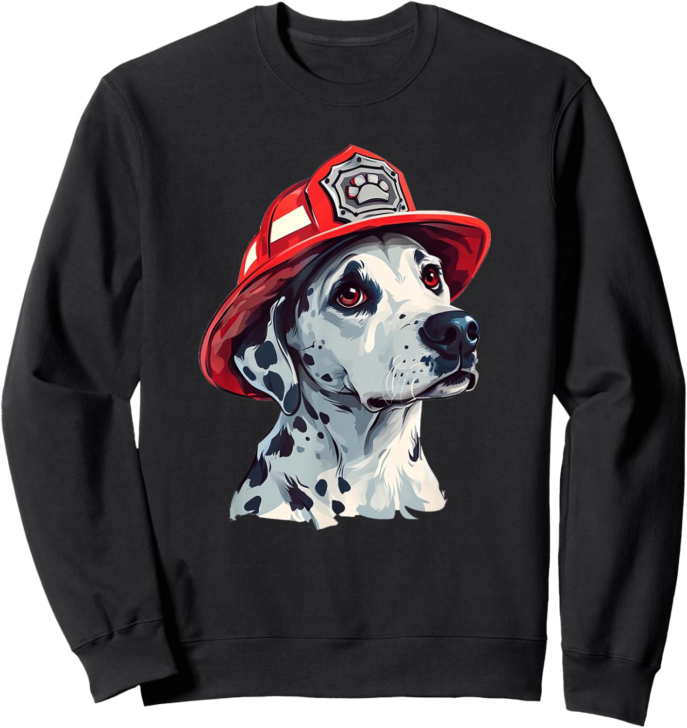 Dalmatian Firehouse Dog Firefighter Hat Fireman Dog Sweatshirt - Sweatshirt | Black