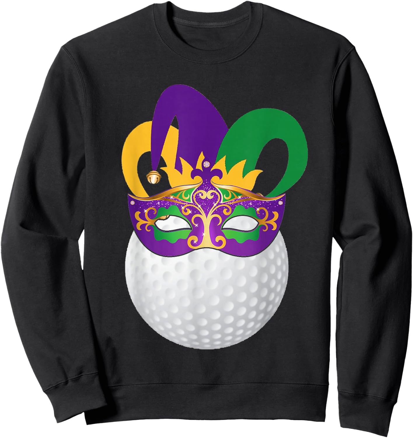 Golf Wearing Mardi Gras Carnival Mask Golf Lover Sweatshirt - Sweatshirt | Black