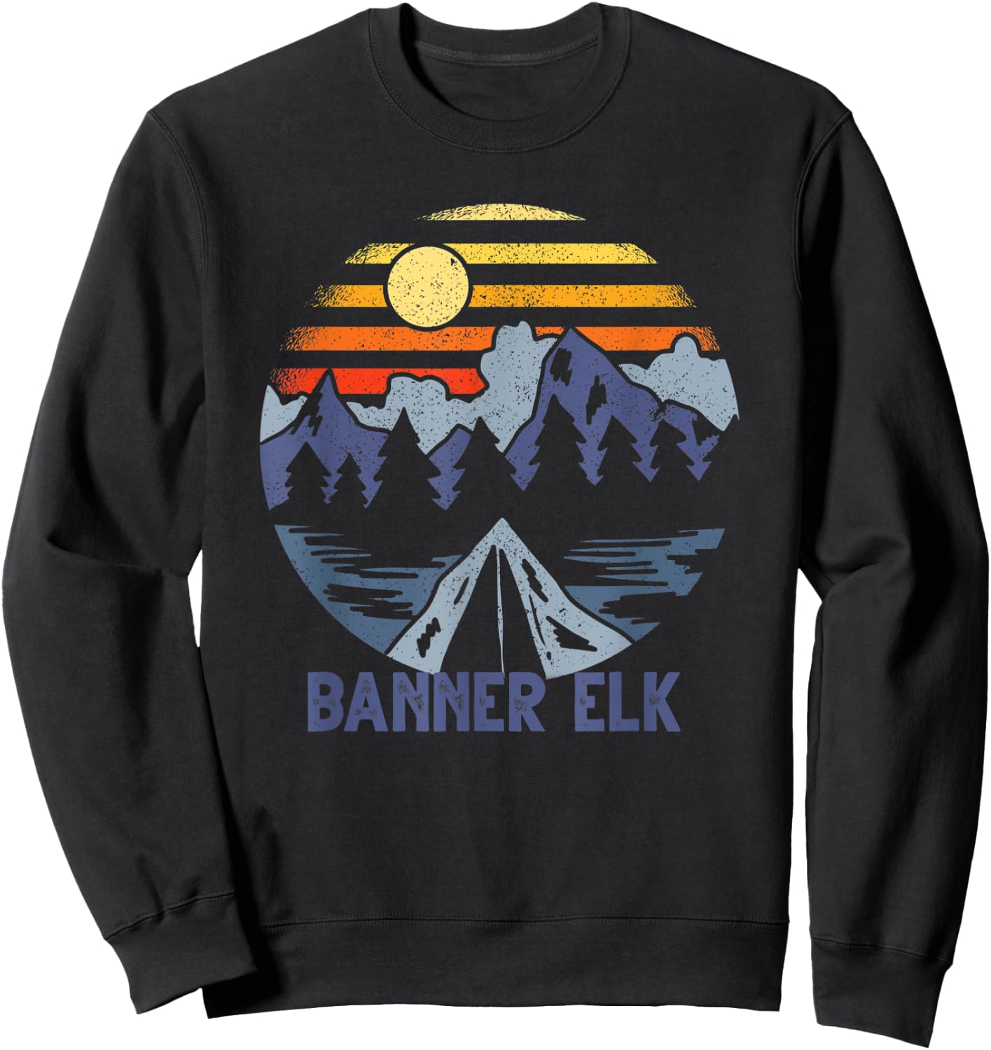 Banner Elk, North Carolina Blue Ridge Mountains Camping Sweatshirt - Sweatshirt | Black