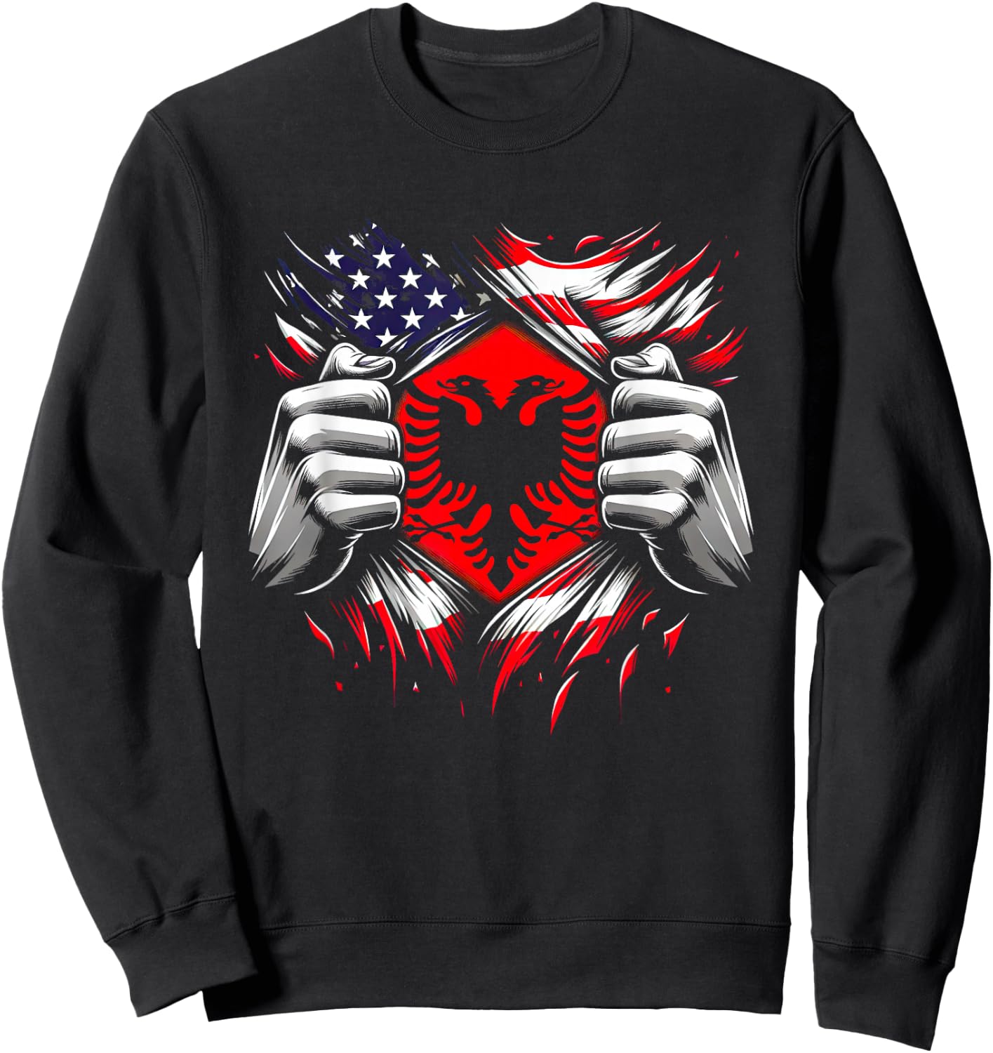 Skenderbeg Albania Inside and Kosovo flag proud Albanian Sweatshirt - Sweatshirt | Black