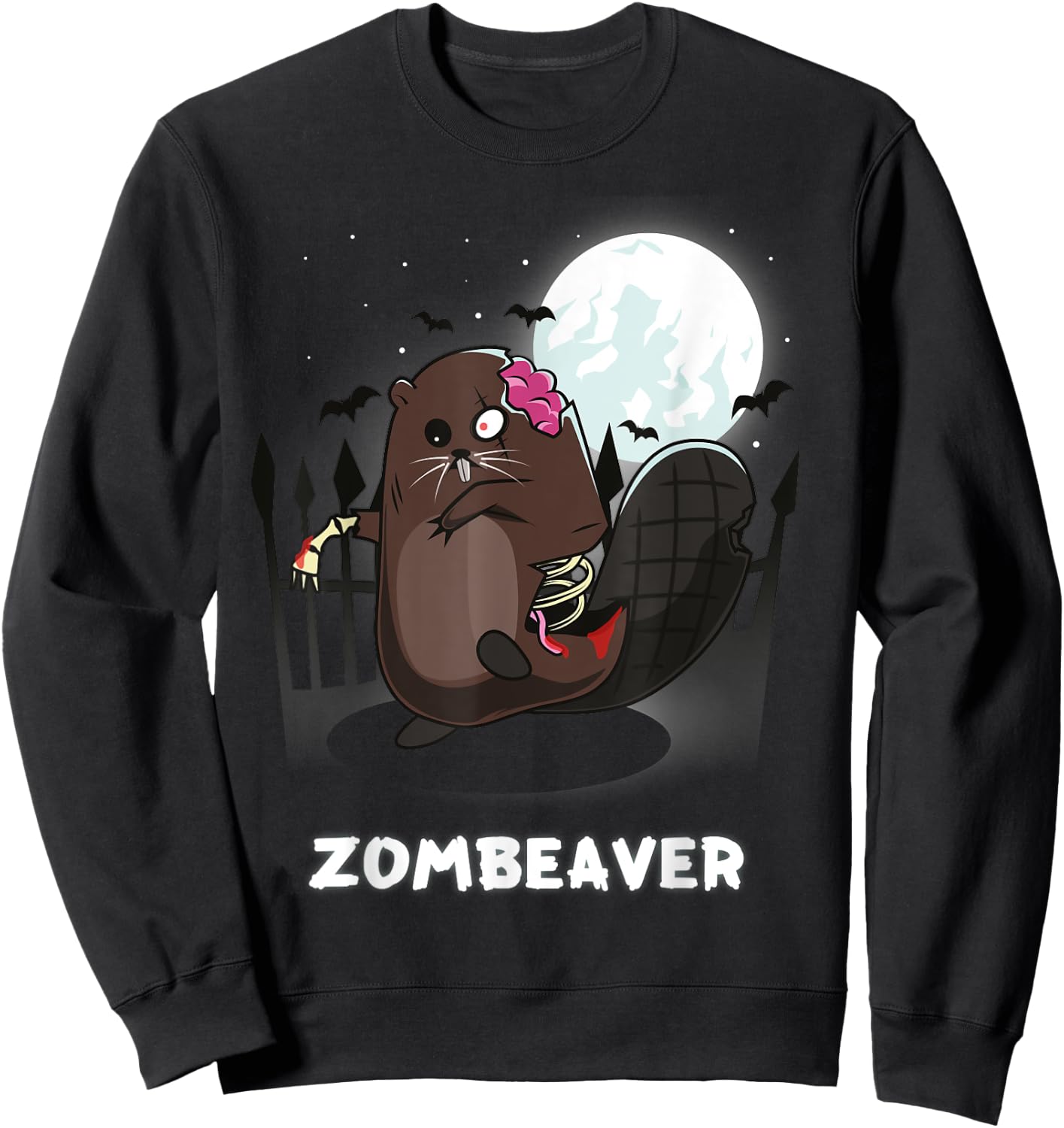 Beaver Lover Zombeaver Pun Sweatshirt - Sweatshirt | Black