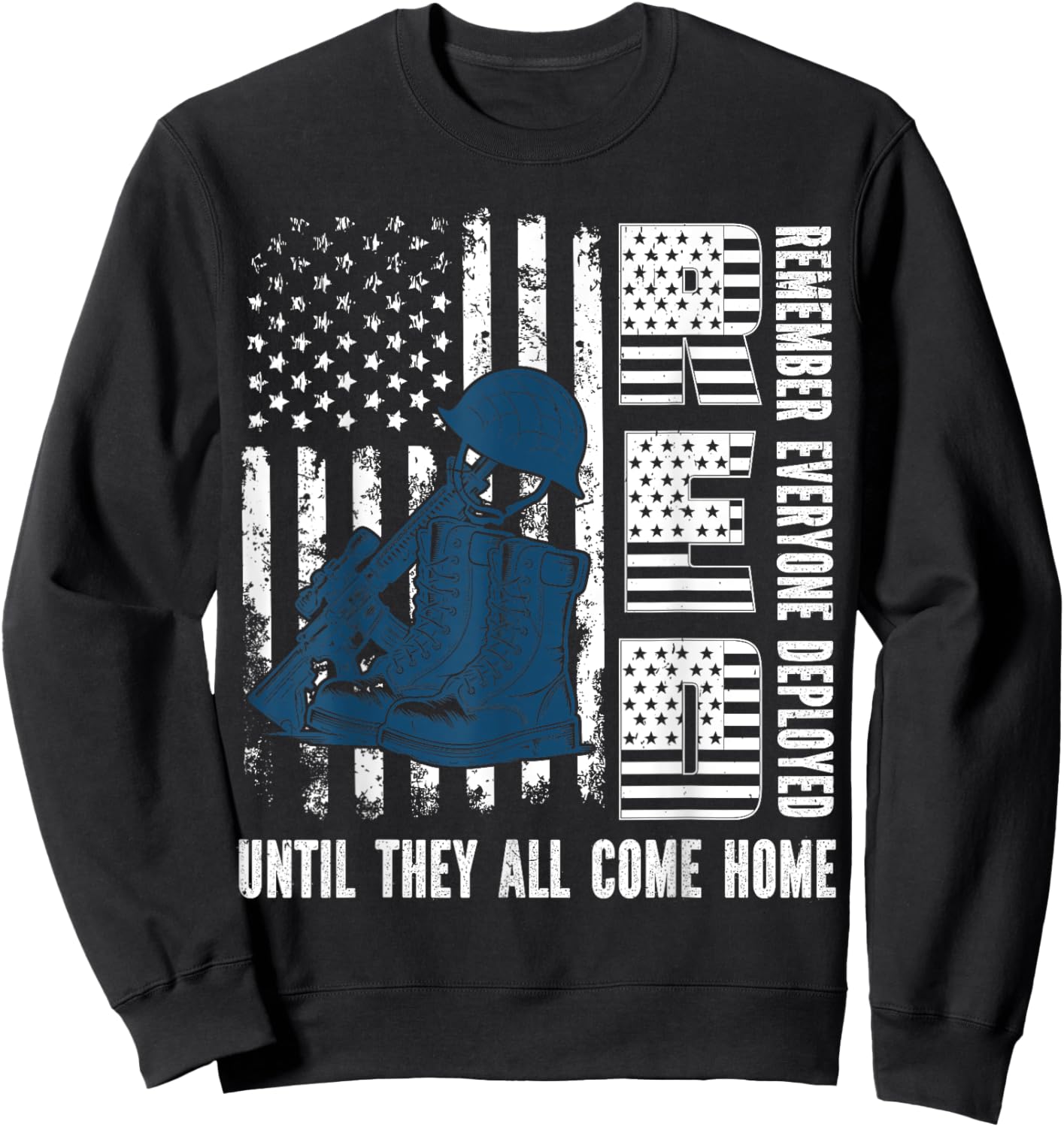 Red Friday Military We Wear Red Support Our troops US Flag Sweatshirt - Sweatshirt | Black