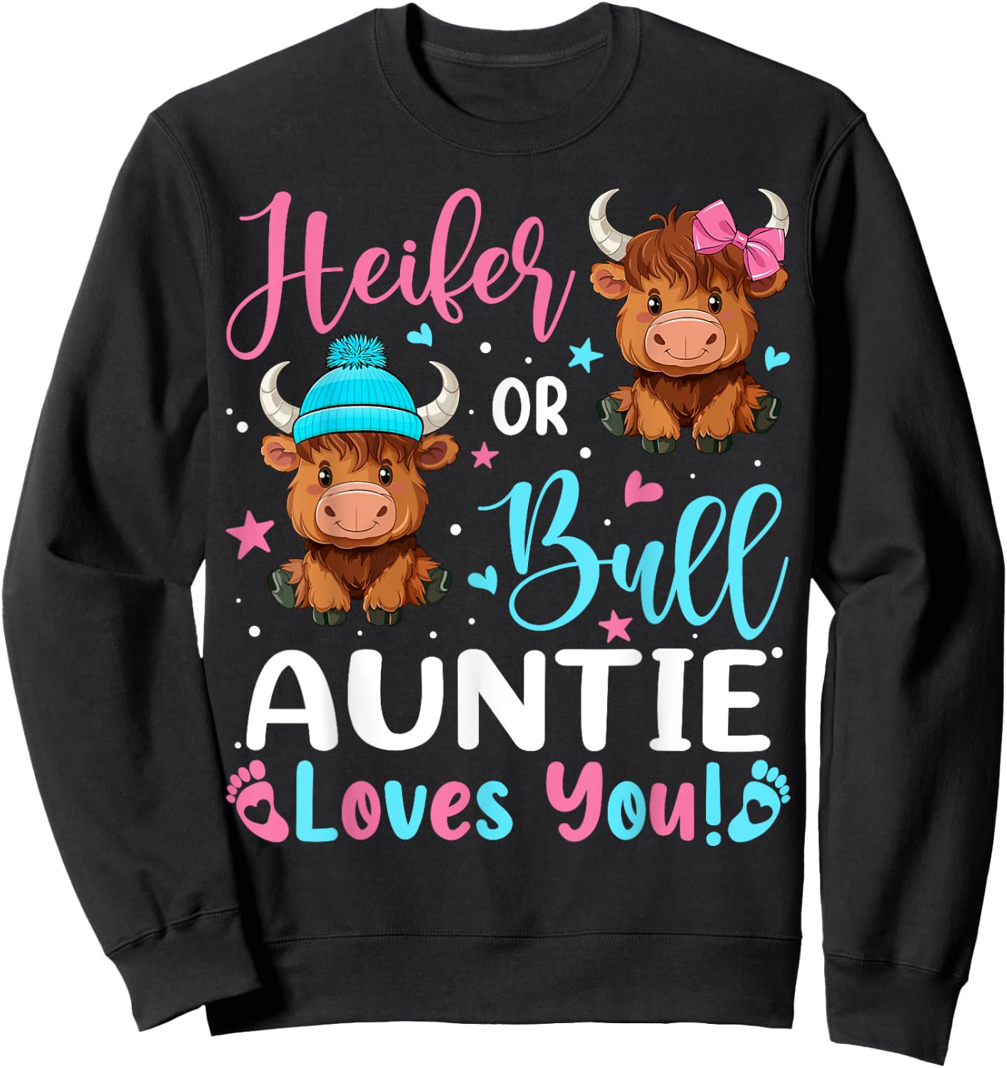 Bull or Heifer Auntie Loves You Highland Cow Lover Sweatshirt - Sweatshirt | Black
