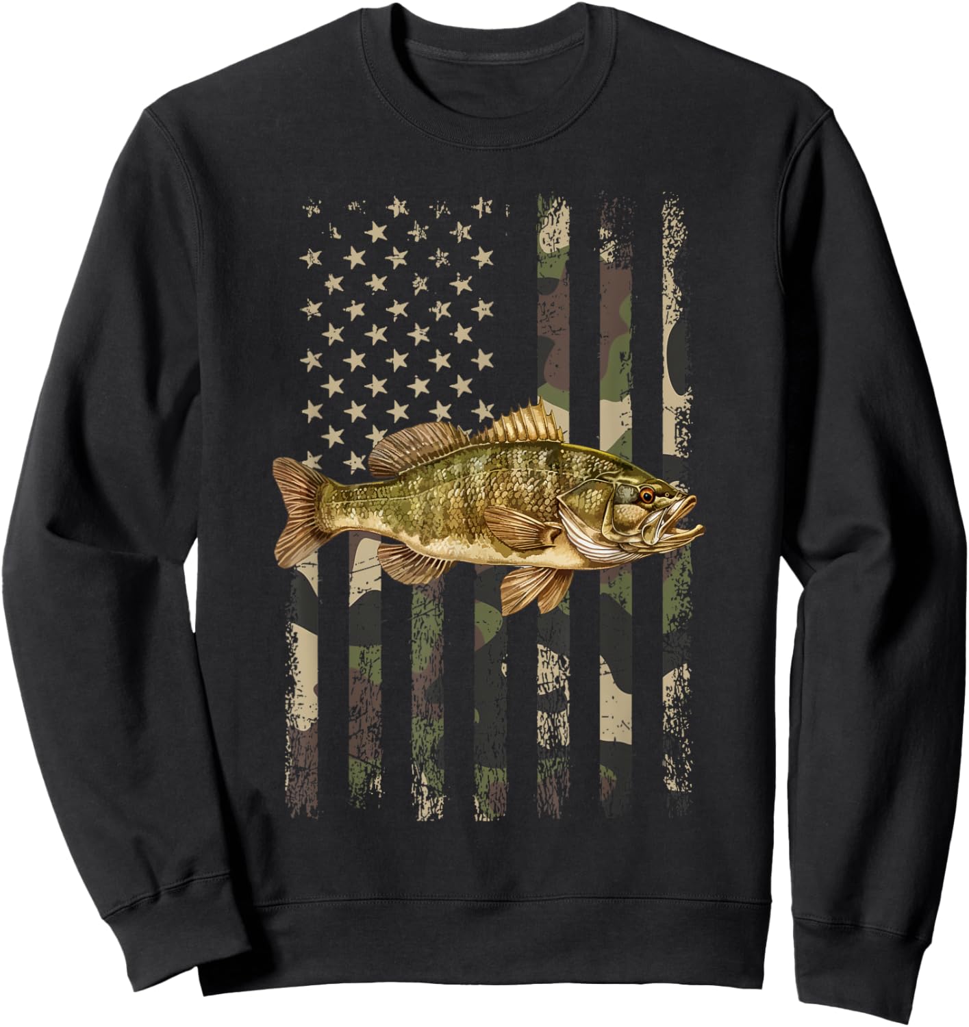 Smallmouth American Flag, smallmouth bass Women Kids Men Sweatshirt - Sweatshirt | Black