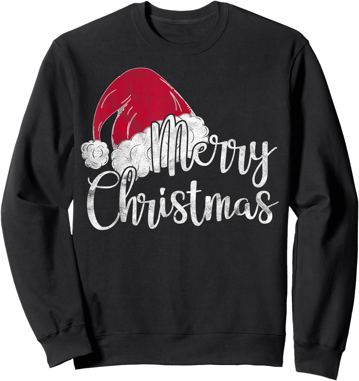 Merry Christmas Cute Santas Hat Funny Mom Xmas Gift Sweatshirt - Sweatshirt | Black