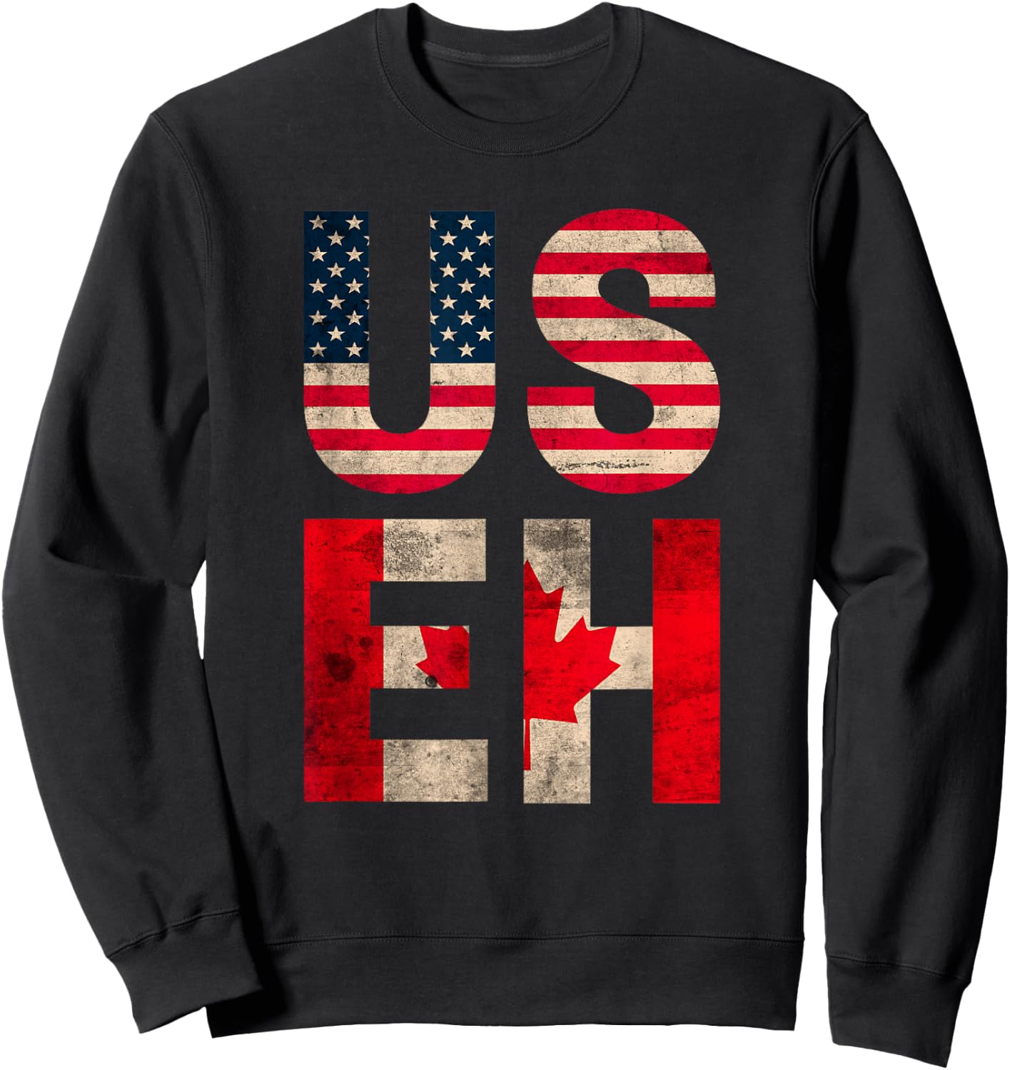 US EH USA CANADA Flag retro vintage men women boys girls kid Sweatshirt - Sweatshirt | Black