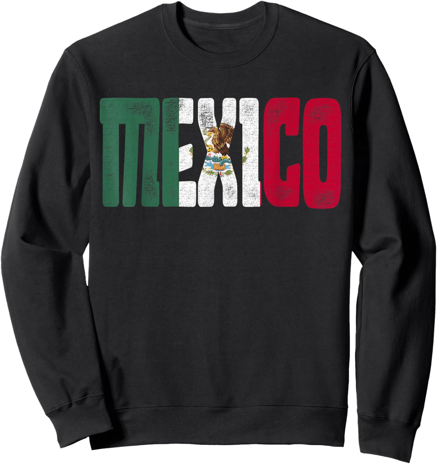 Mexican Flag Pride Mexico Vintage Design Sweatshirt - Sweatshirt | Black