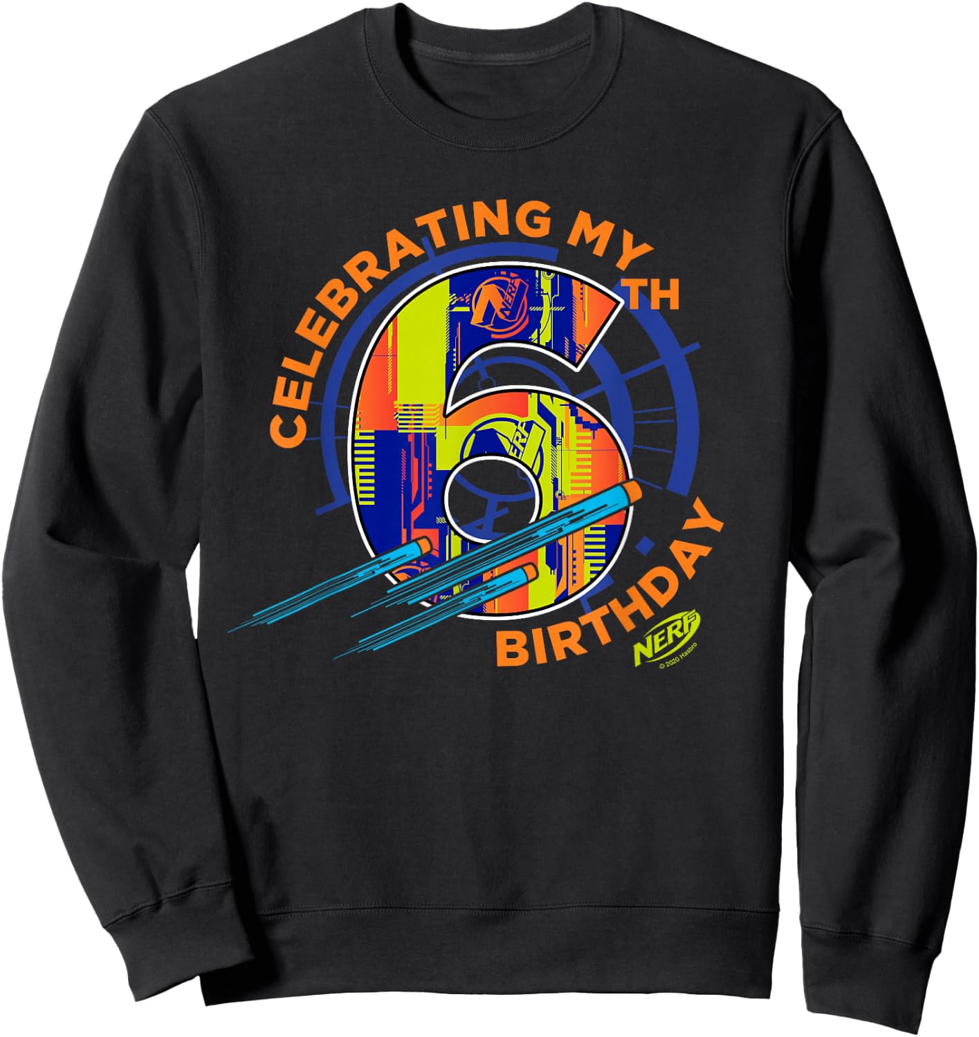 Nerf Celebrating My 6th Birthday Small Sweatshirt - Sweatshirt | Black