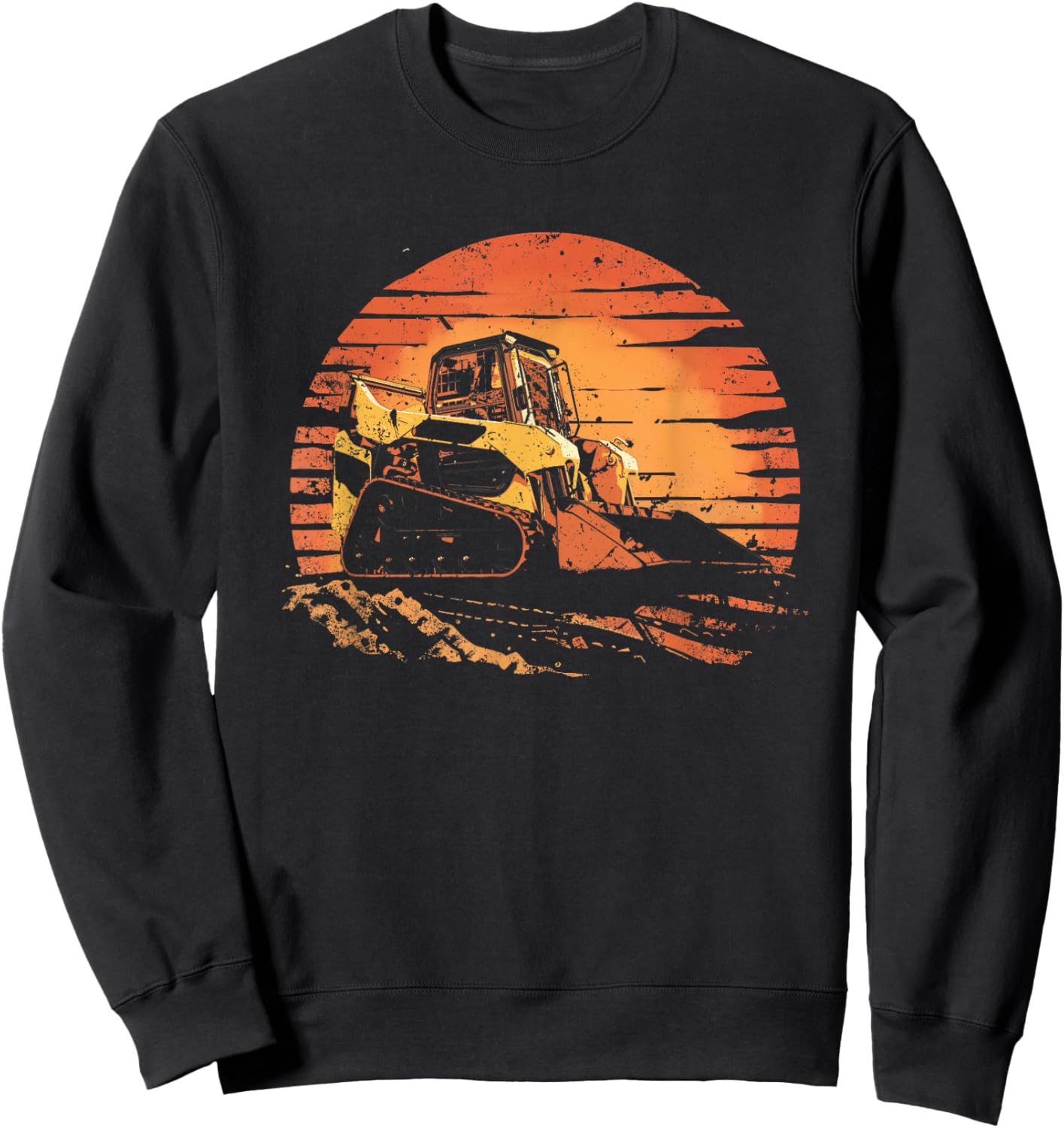 Retro sun Skid steer compact track loader Sweatshirt - Sweatshirt | Black