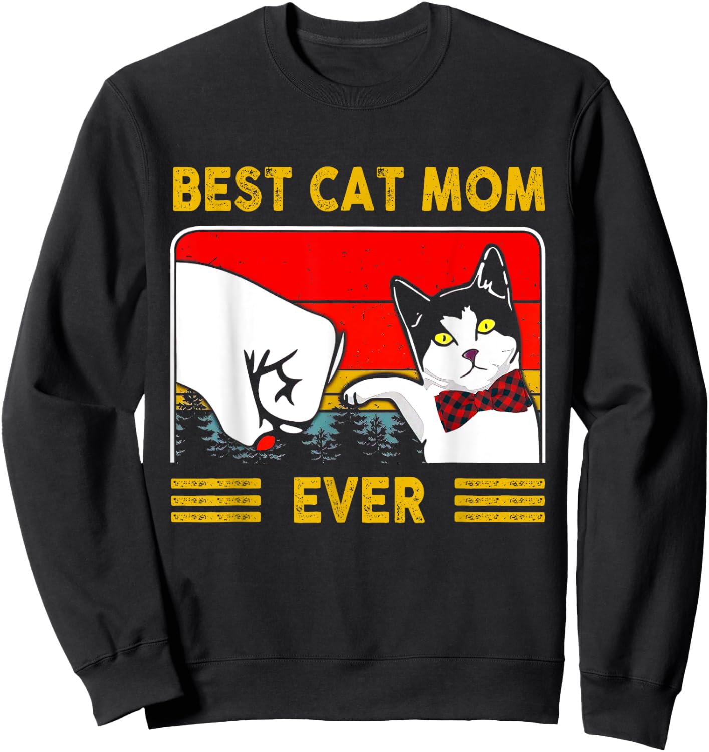 Retro Vintage Best Cat Mom Ever Mother's Day Gifts Sweatshirt - Sweatshirt | Black