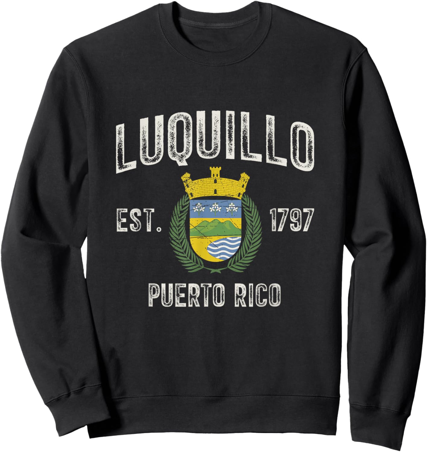Luquillo City In Puerto Rico Est 1797, Luquillo Armorial Sweatshirt - Sweatshirt | Black