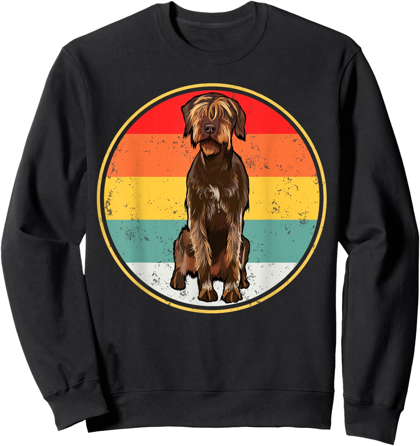 Vintage Retro Sunset Wirehaired Pointing Griffon Dog Women Sweatshirt - Sweatshirt | Black