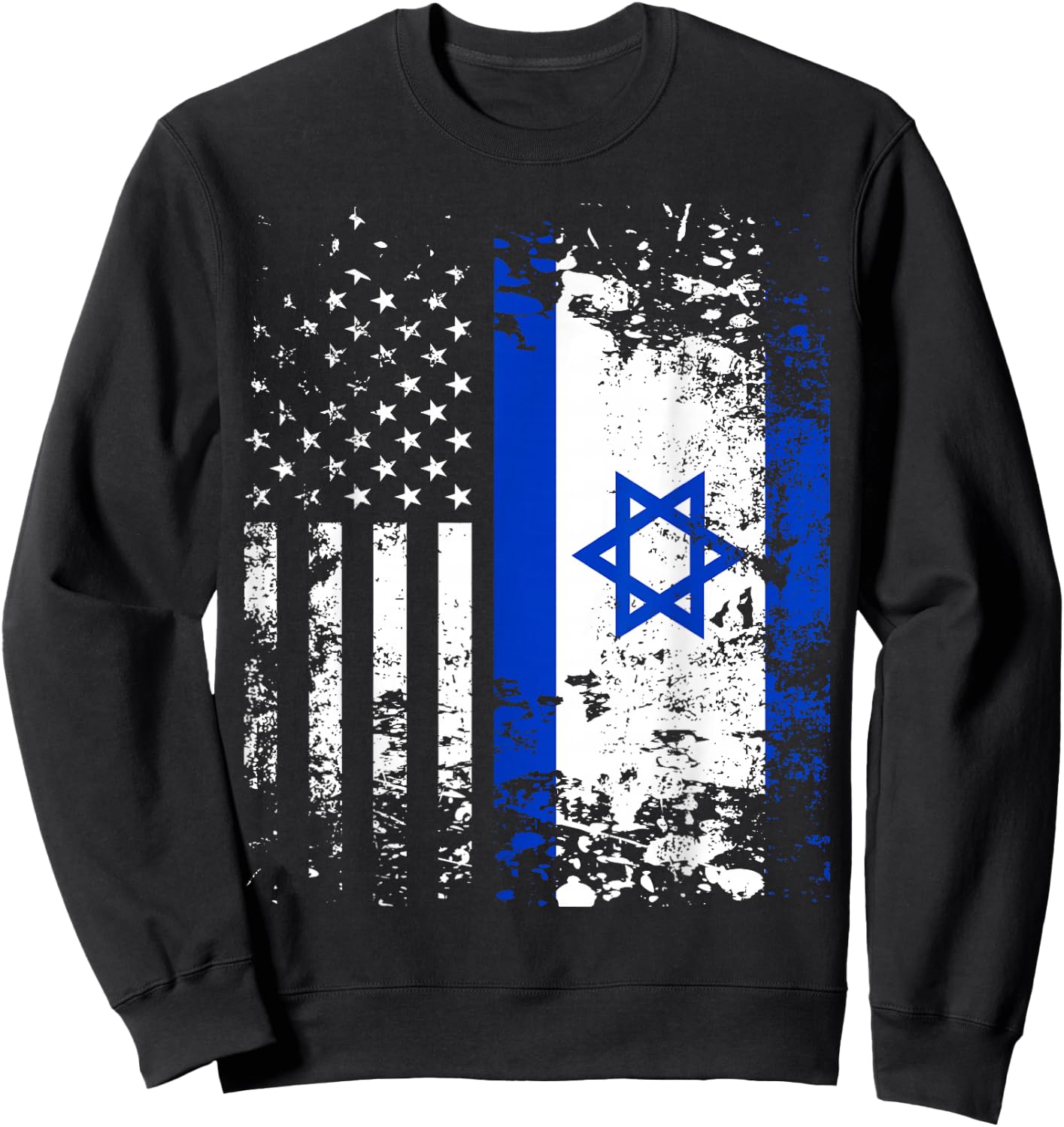 Proud Israeli USA Flag Patriotic Pride American Israel Flag Sweatshirt - Sweatshirt | Black